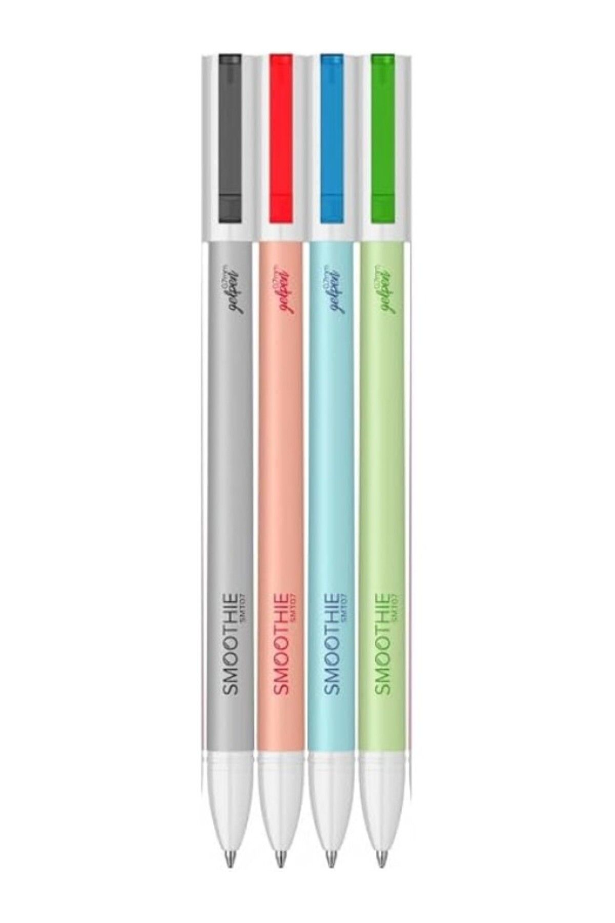 ShopZum Smoothie 4`lü Siyah-mavi-kırmızı-yeşil Jel Kalem Seti - Blister Kutulu