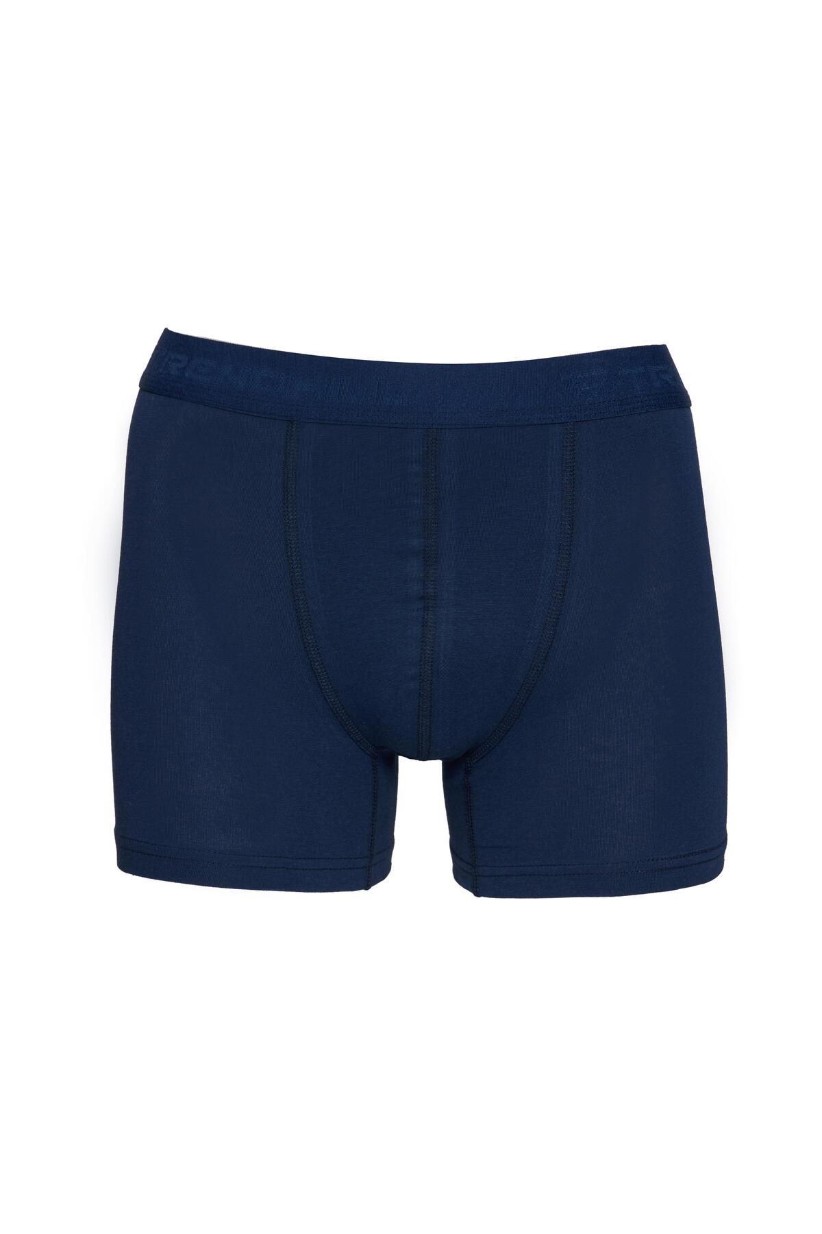 TRENDHİLL Erkek Pamuklu Likralı Esnek Kumaş Boxer Lacivert 7811-L