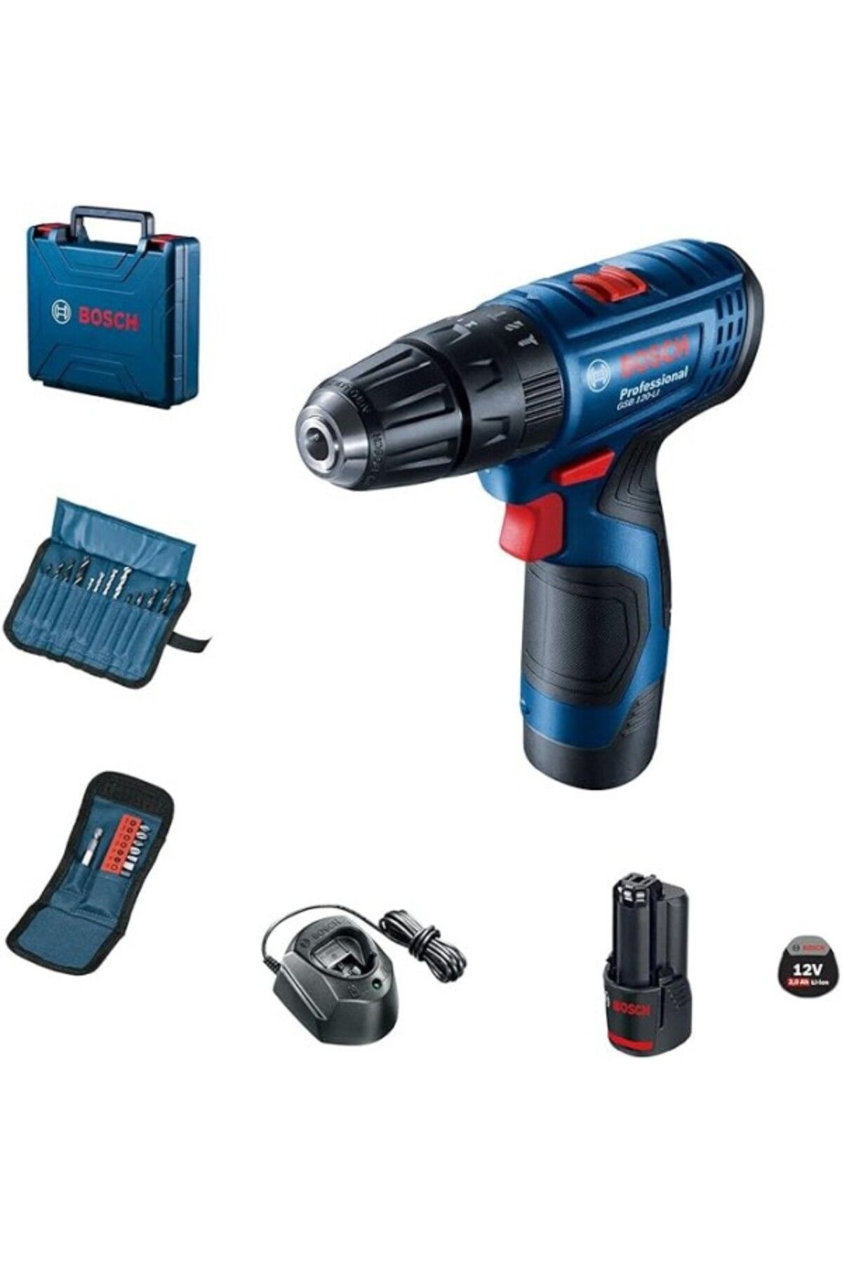 ShopZum Gsb 120-Li Akülü Darbeli Delme Vidalama Makinesi + 23 Parça Vidalama Seti (12