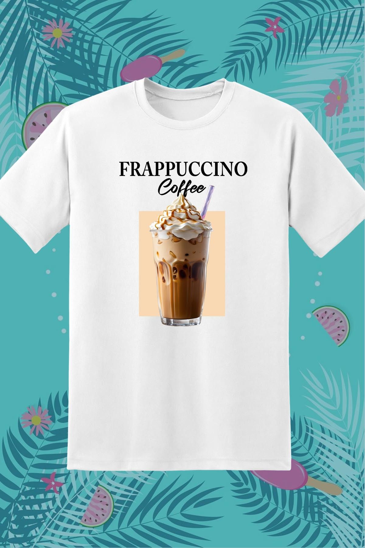 362BASKI Yaz Temalı Frappuccino Coffee İçecek Baskılı Tshirt