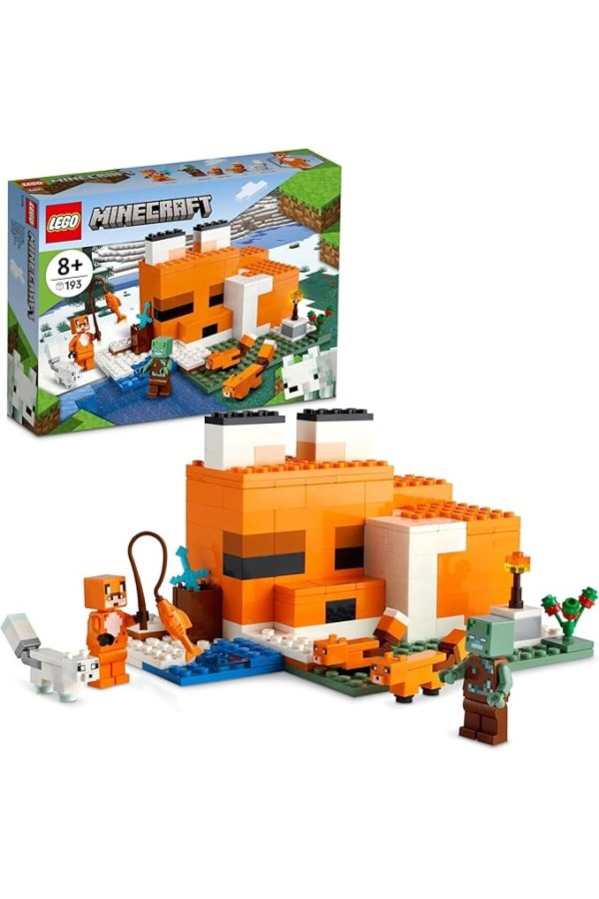 ShopZum Lego® Minecraft® Tilki Kulübesi 21178 – Macera Oyunlarını Seven Çocuklar İçin Oyuncak Ev İçeren