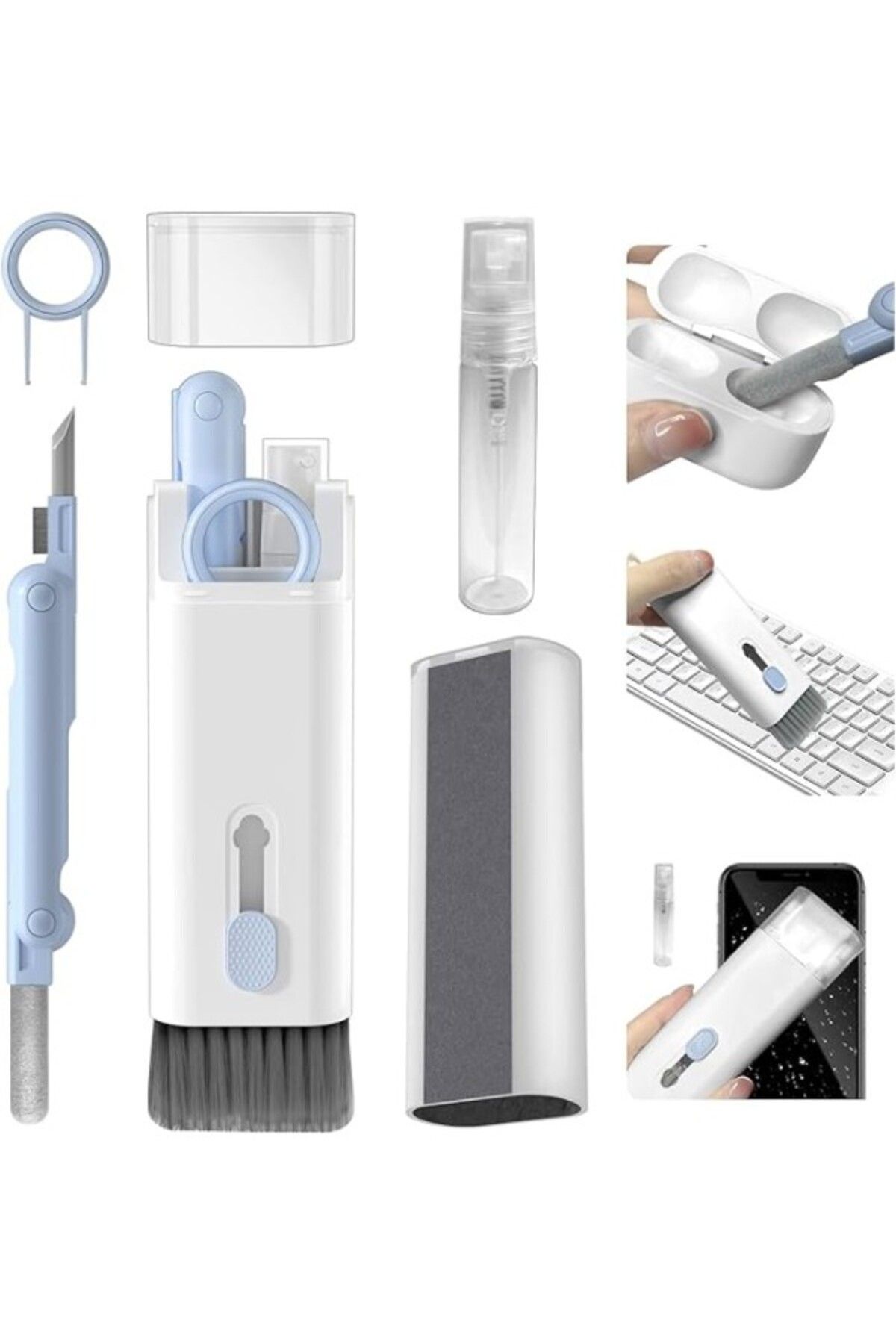 ShopZum 7'Si 1 Arada Elektronik Temizleyici Kiti, Fırçalı Klavye Temizleyici Kiti, Airpods Pro Için