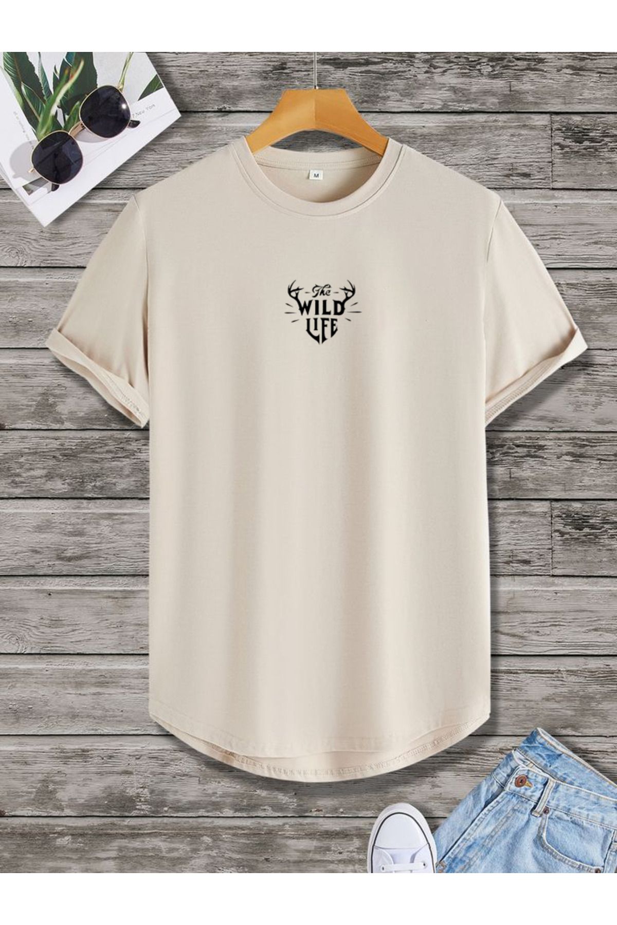 FAVORİST THE WILD LIFE Oval Etek Pamuklu Yazlık Unisex Tshirt Karışık Baskılı