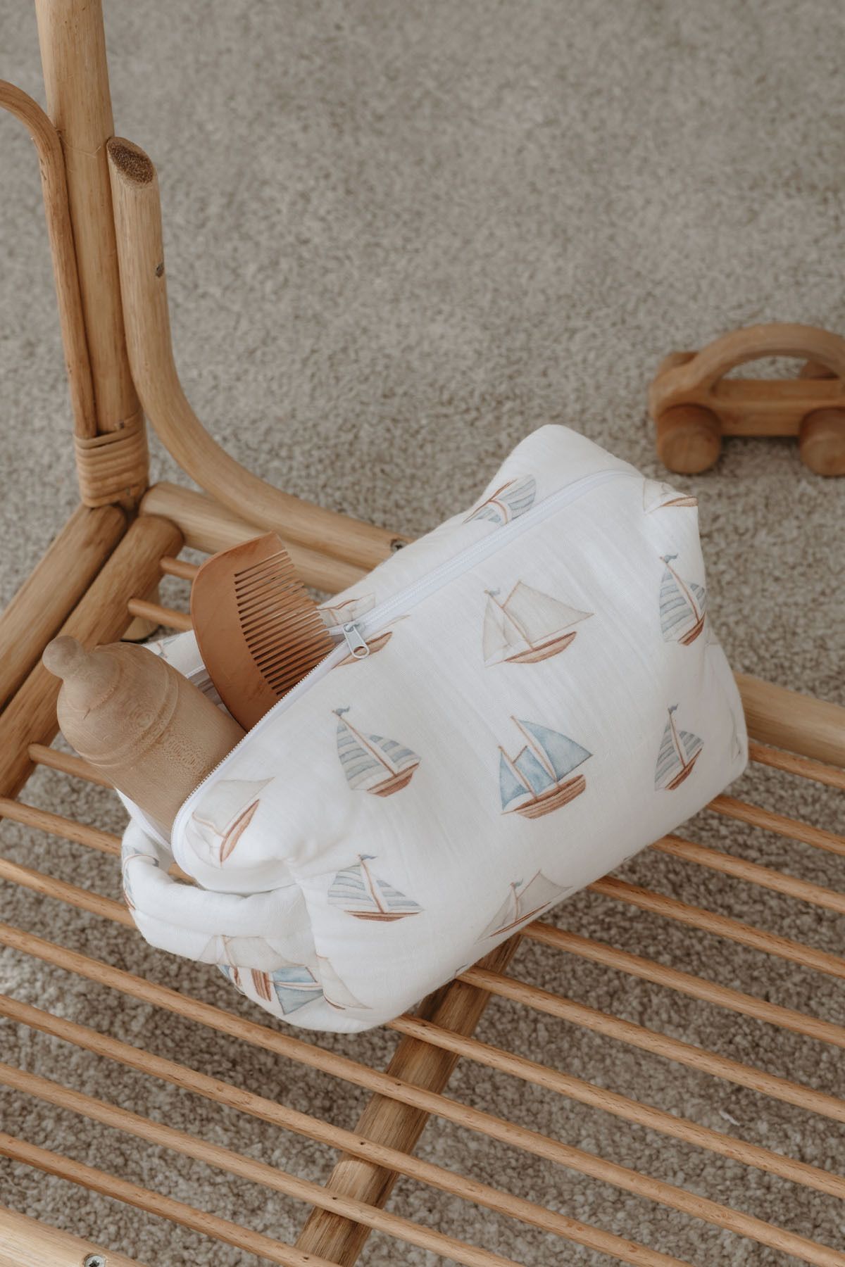 Tuğba Kuğu Müslin Bakım Çantası - Pureline Series - Sail Boats