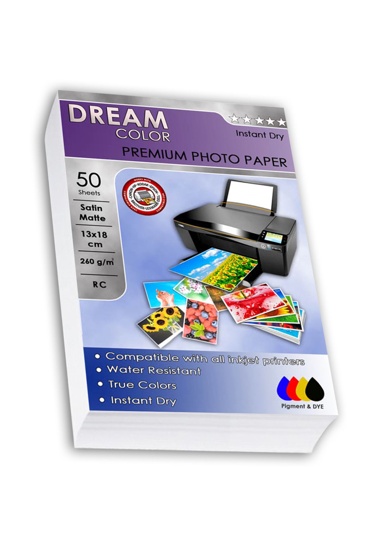 endroncolor CANON YAZICILAR İÇİN PREMİUM SATİN MAT 13x18 FOTOĞRAF KAĞIDI 260 GR, 50 YAPRAK