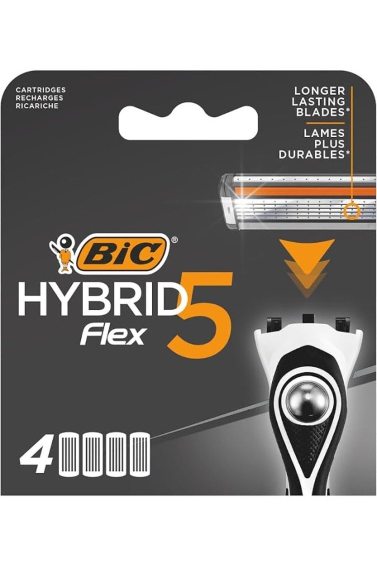 ShopZum Hybrid 5 Flex 4'lü Yedek Tıraş Bıçağı Kartuşu (5 BIÇAK), 5 Nano Teknolojik Titanyum Bıçak, E