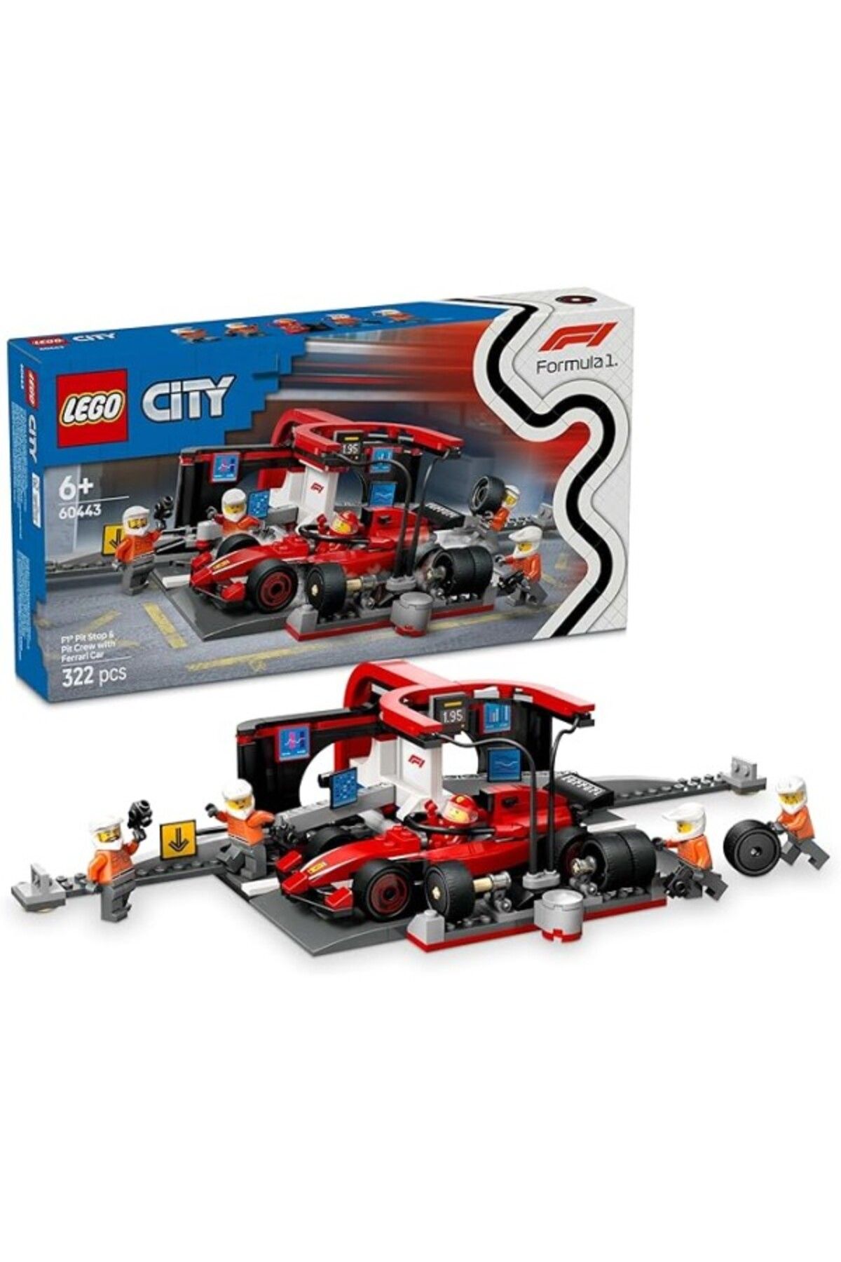 ShopZum City Ferrari Arabalı F1 Pit Stop Ve Pit Ekibi 60443-6 Yaş Ve Üzeri Çocuklar Yarış Arabası