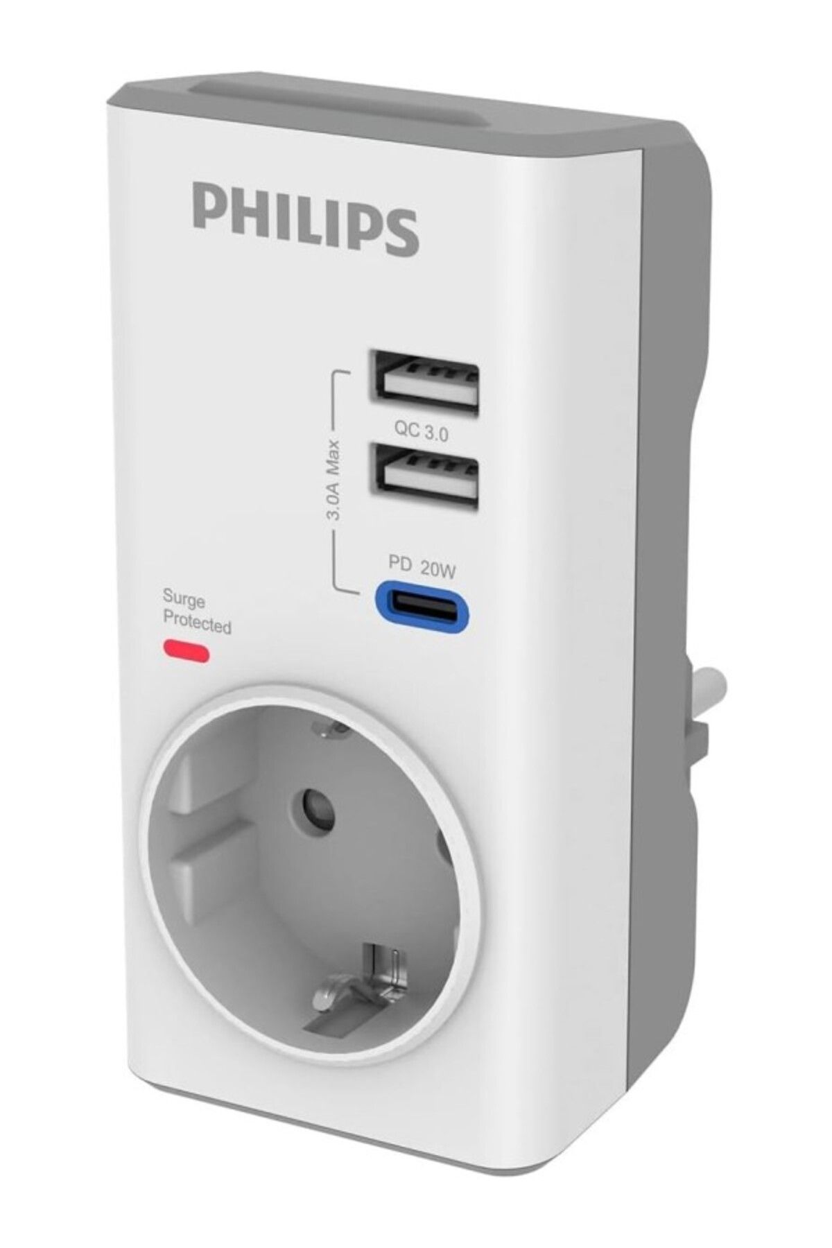 ShopZum Chp8010W Tekli Akım Koruma Priz, 380J, 2X Usb-A Out, 1X Usb-C Out (Pd & Qc 3.0), Beyaz