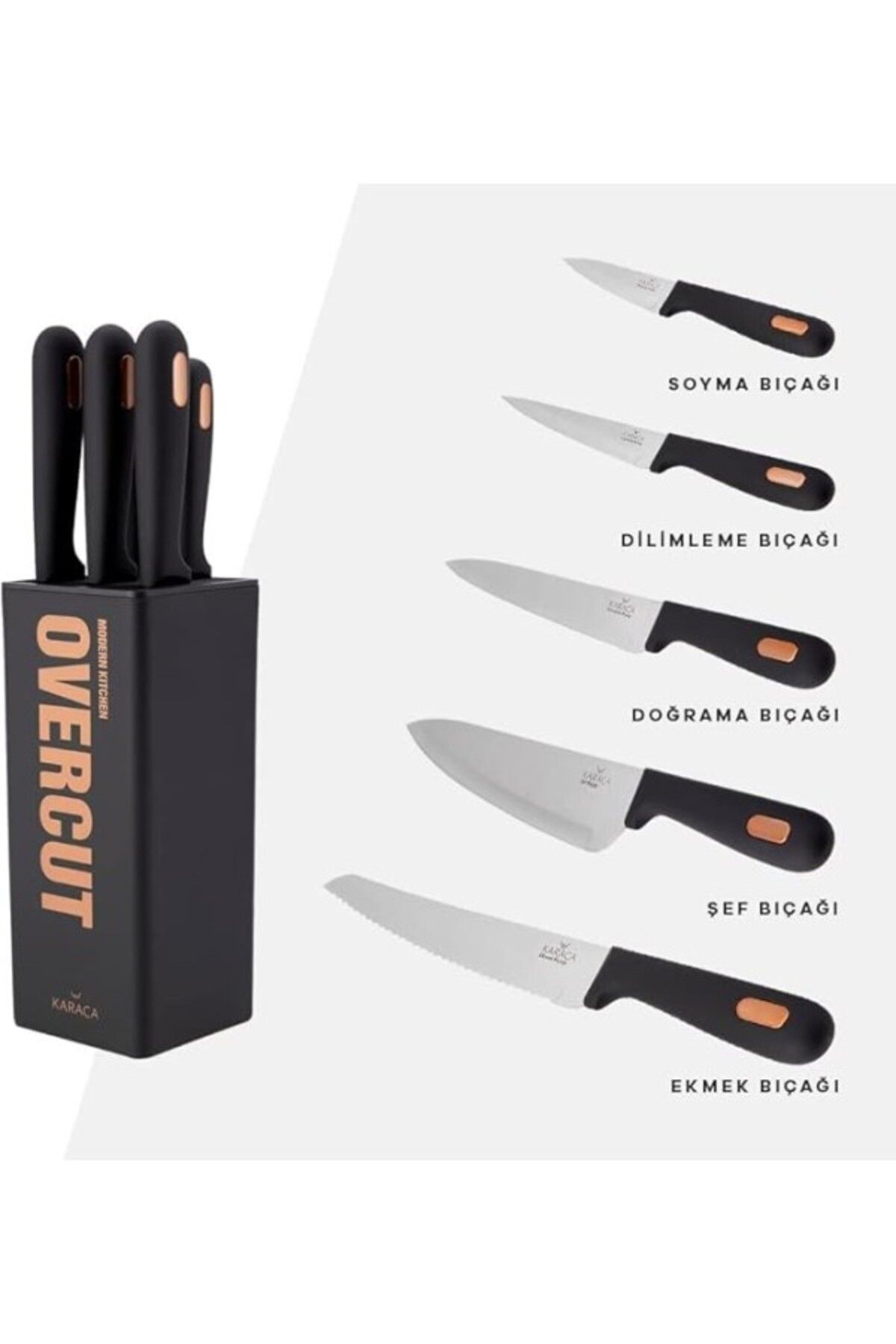ShopZum Overcut 6 Parça Bıçak Seti, Siyah