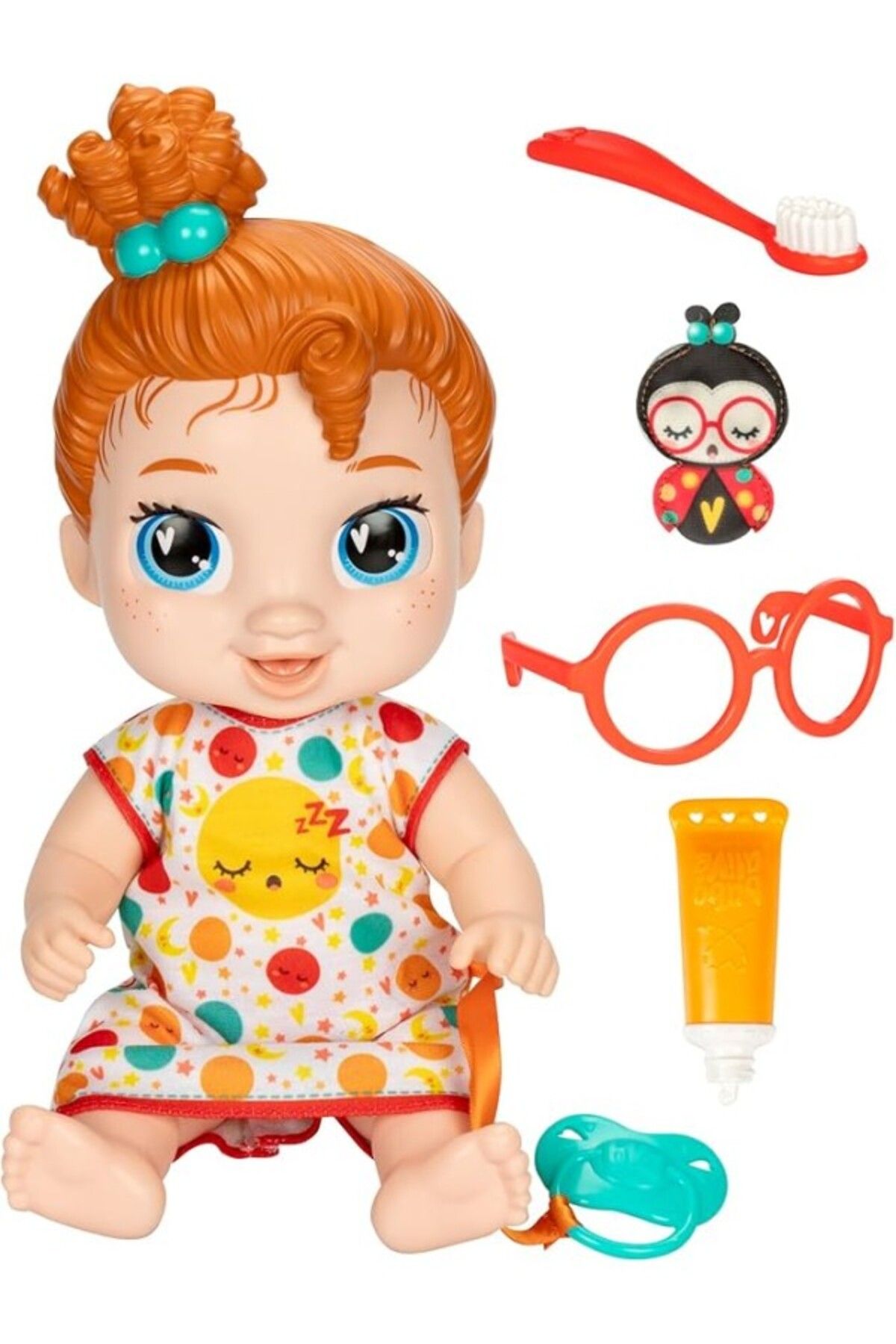 ShopZum Baby Alive Lil Dreamer Dottie Doodle Sleepy Bebek Seti, Kırmızı Saç, Eğlenceli Pijama Partisi