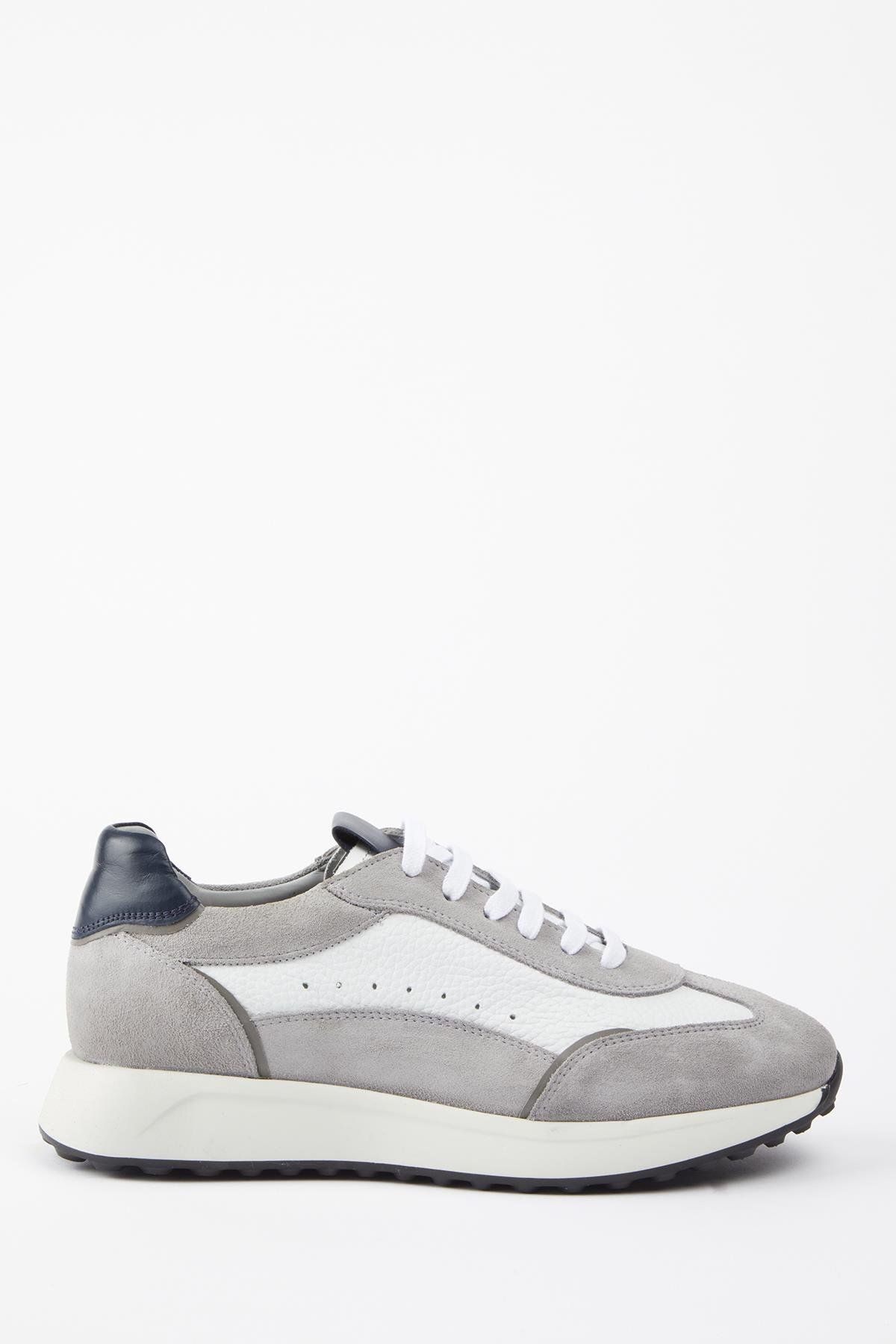 Galliano Shoes AMALFİ Hakiki Deri Gri Süet Beyaz Floter Eva Hazır Taban Sneaker