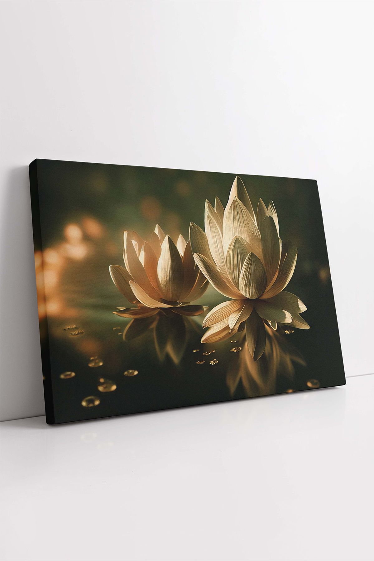 KOSS Dijital Beyaz Lotus Çiçeği Kanvas Tablo, Dekoratif Beyaz Çiçek Tablo, Her Mekana Uygun Dekoratif Tablo