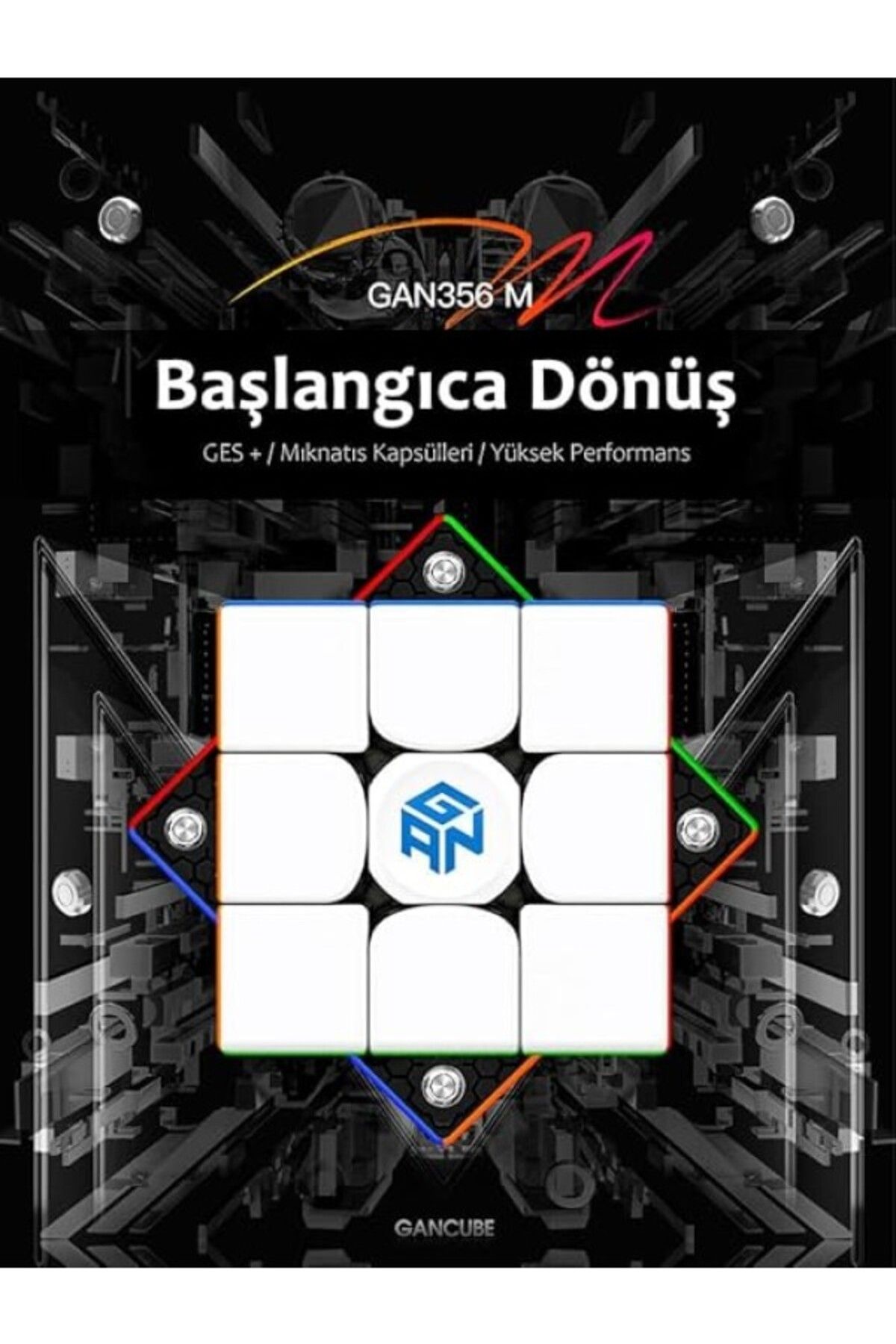 ShopZum Gan 356 M Lite 3X3 Manyetik Rubik Küp Zeka Küpü Çıkartmasız Hız Küpü Türkiye Resmi
