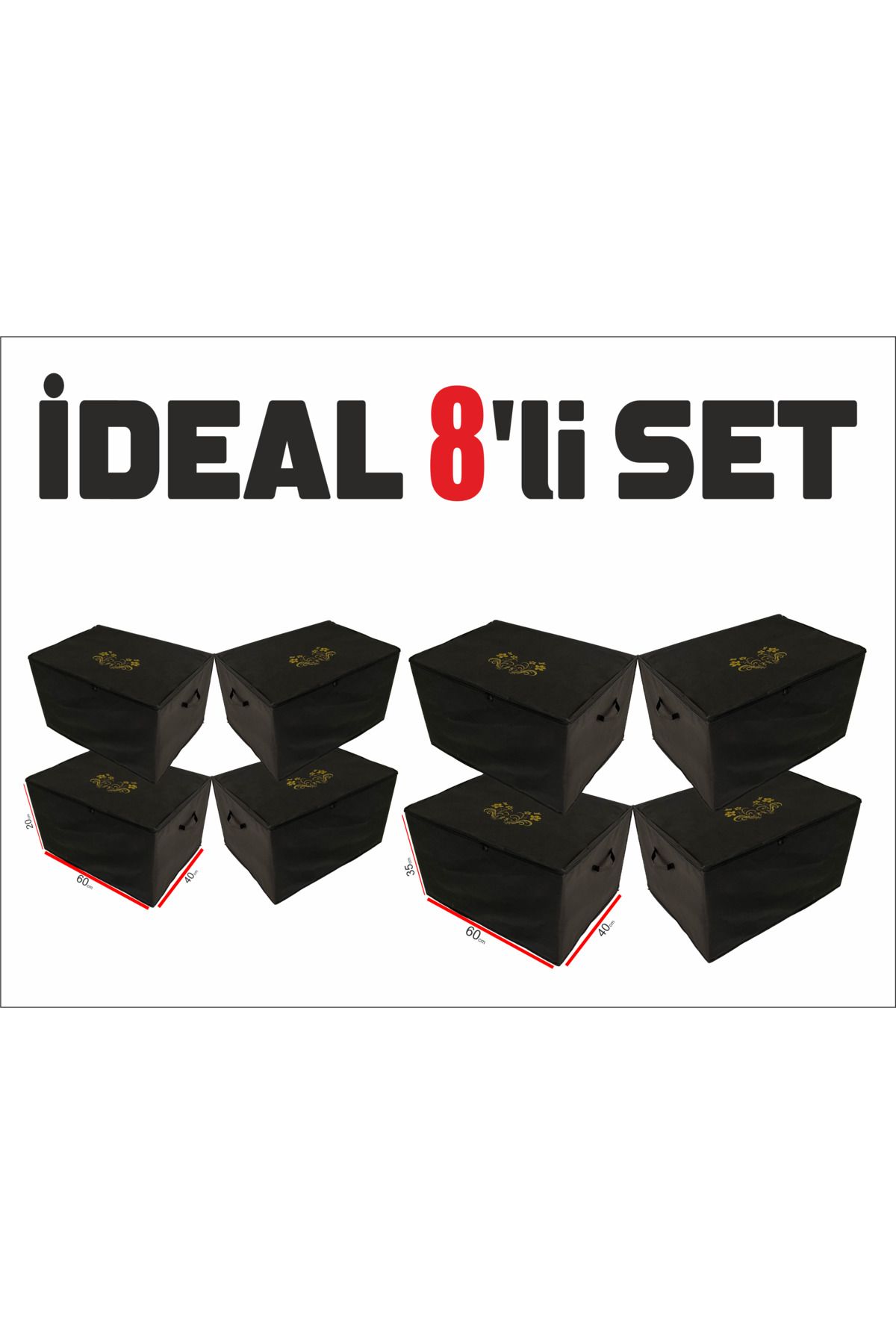 pinabah PİNABAH 4 BAZA ALTI ORGANİZER HURÇ 4 YASTIK HURÇ (60x40x35)