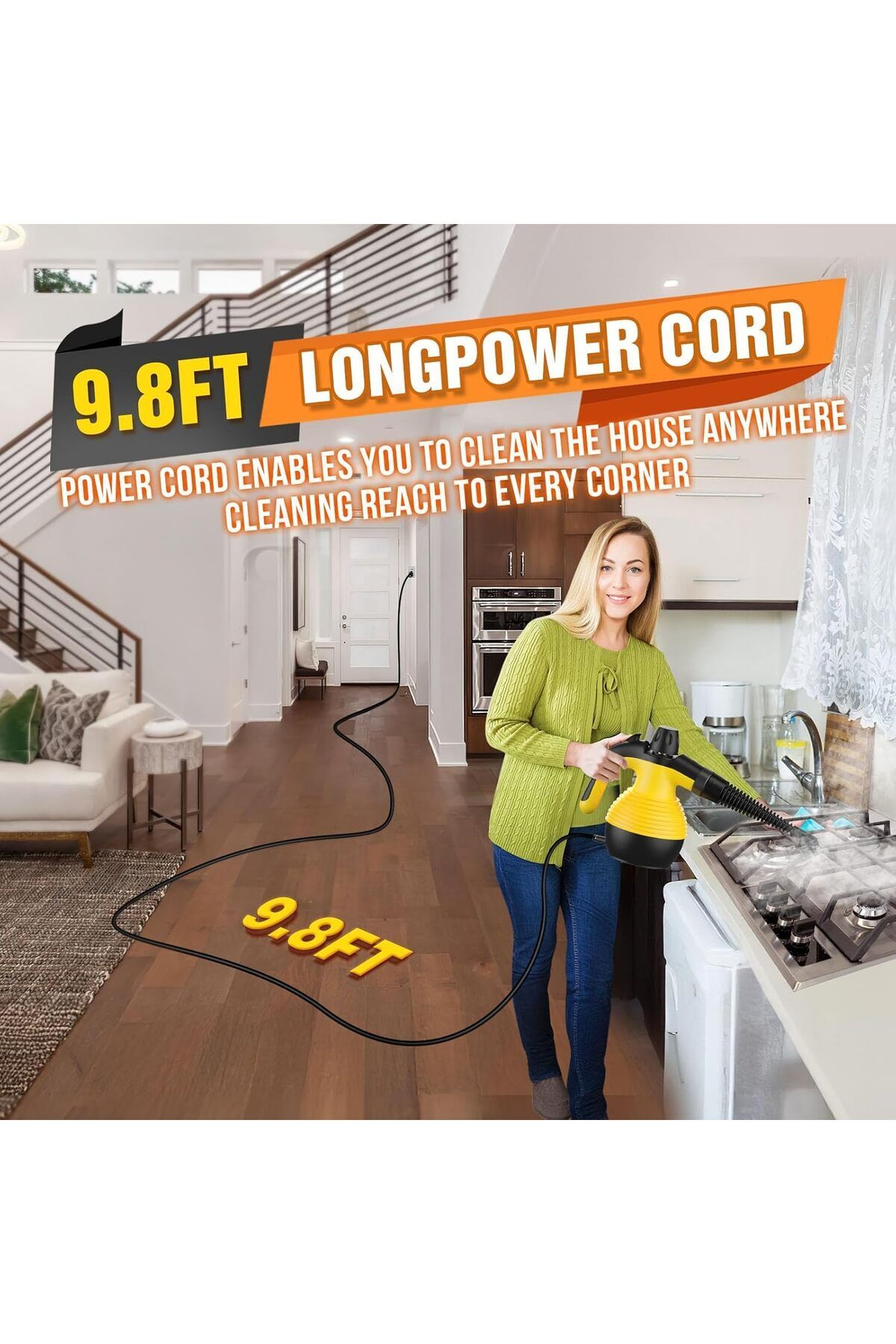 Denx-1050W Portable Handheld Steam Cleaner Ser, With 9PCS Accessory, 110V, High Temperature, for home 7