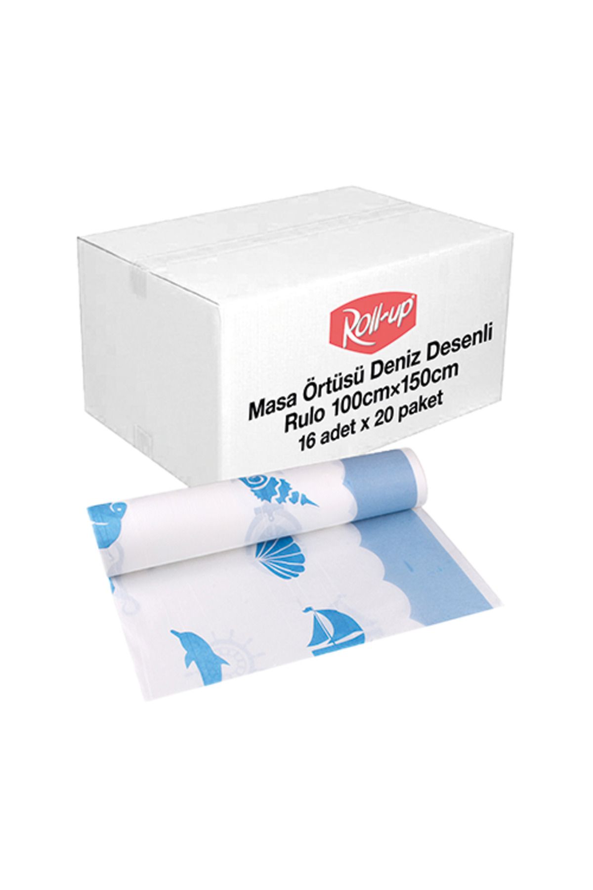 KOLİTÜRK 100x150 MASA ÖRTÜSÜ DENİZ DESENLİ ROLL-UP RULO 16 YAPRAK KOLİ İÇİ 20 ADET