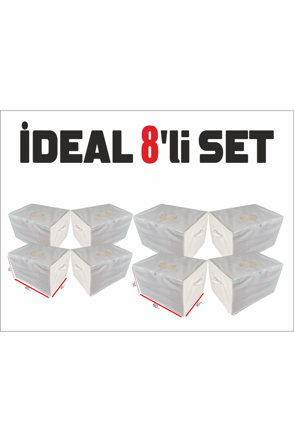 pinabah PİNABAH 4 BAZA ALTI ORGANİZER HURÇ 4 YASTIK HURÇ (60x40x35)