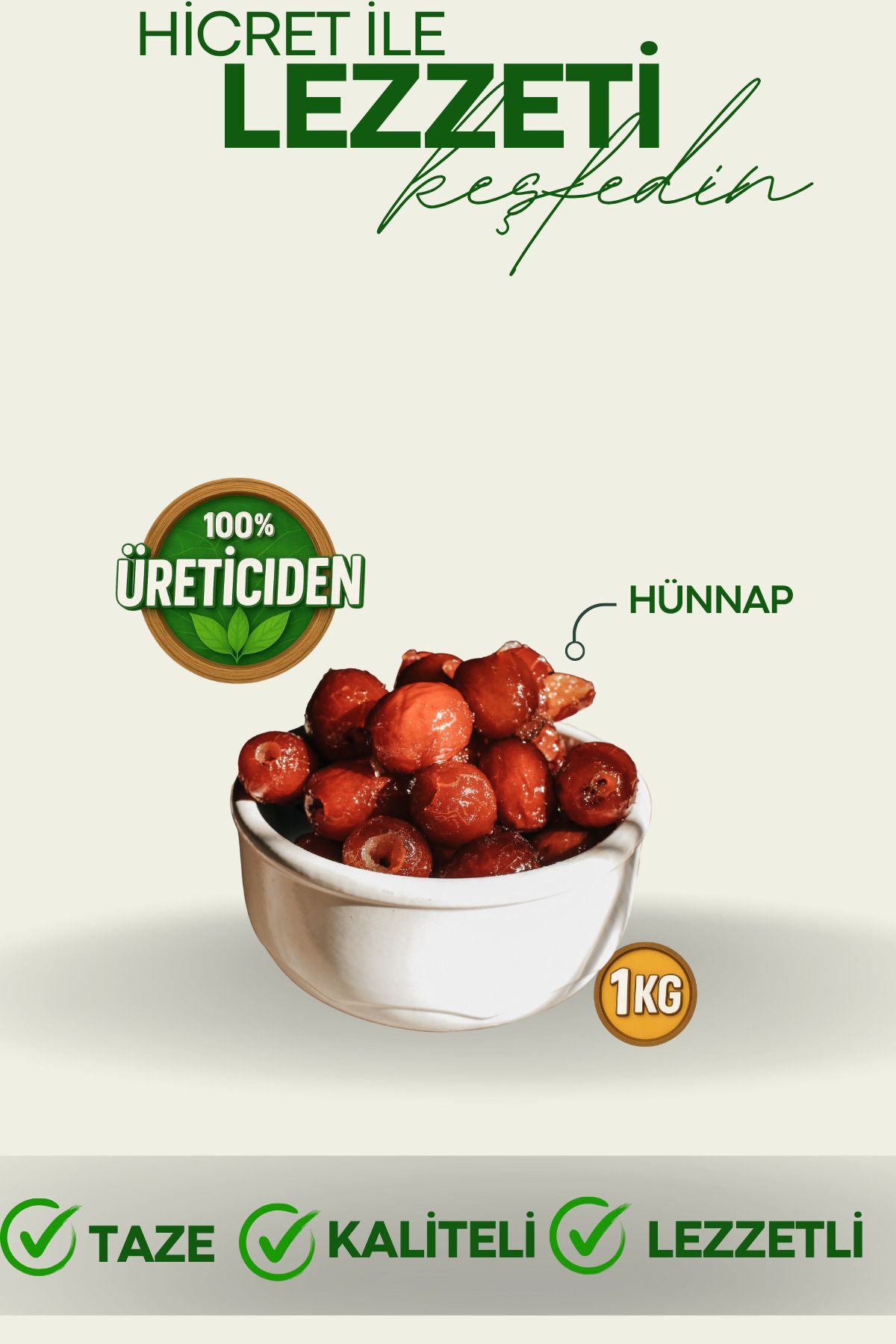 hicret Hünnap Kurusu 1 Kg - Atıştırmalık Meyve Kurusu