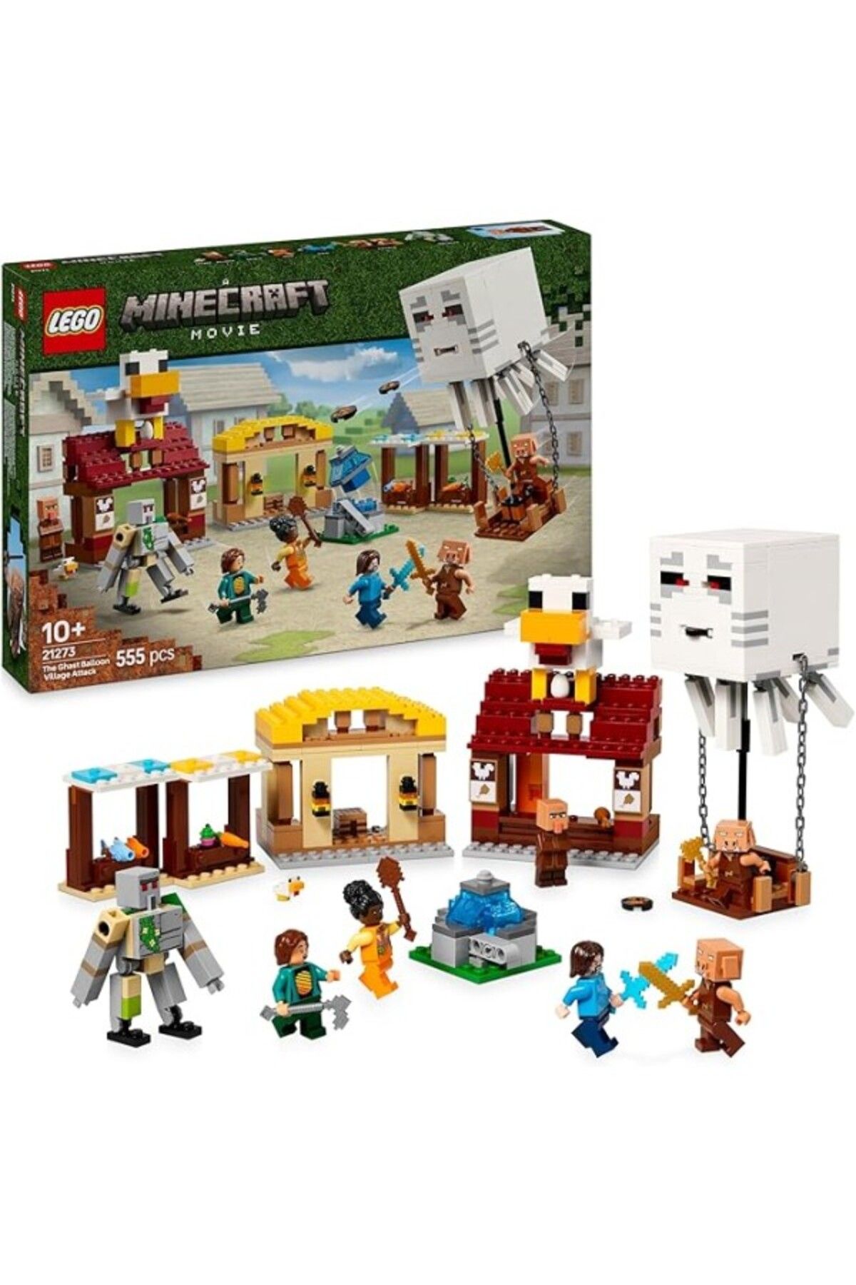 ShopZum Lego Minecraft Hortlak Balon Köy Saldırısı 21273-10 Yaş Ve Üzeri Çocuklar Için Steve, Dawn, Piglin