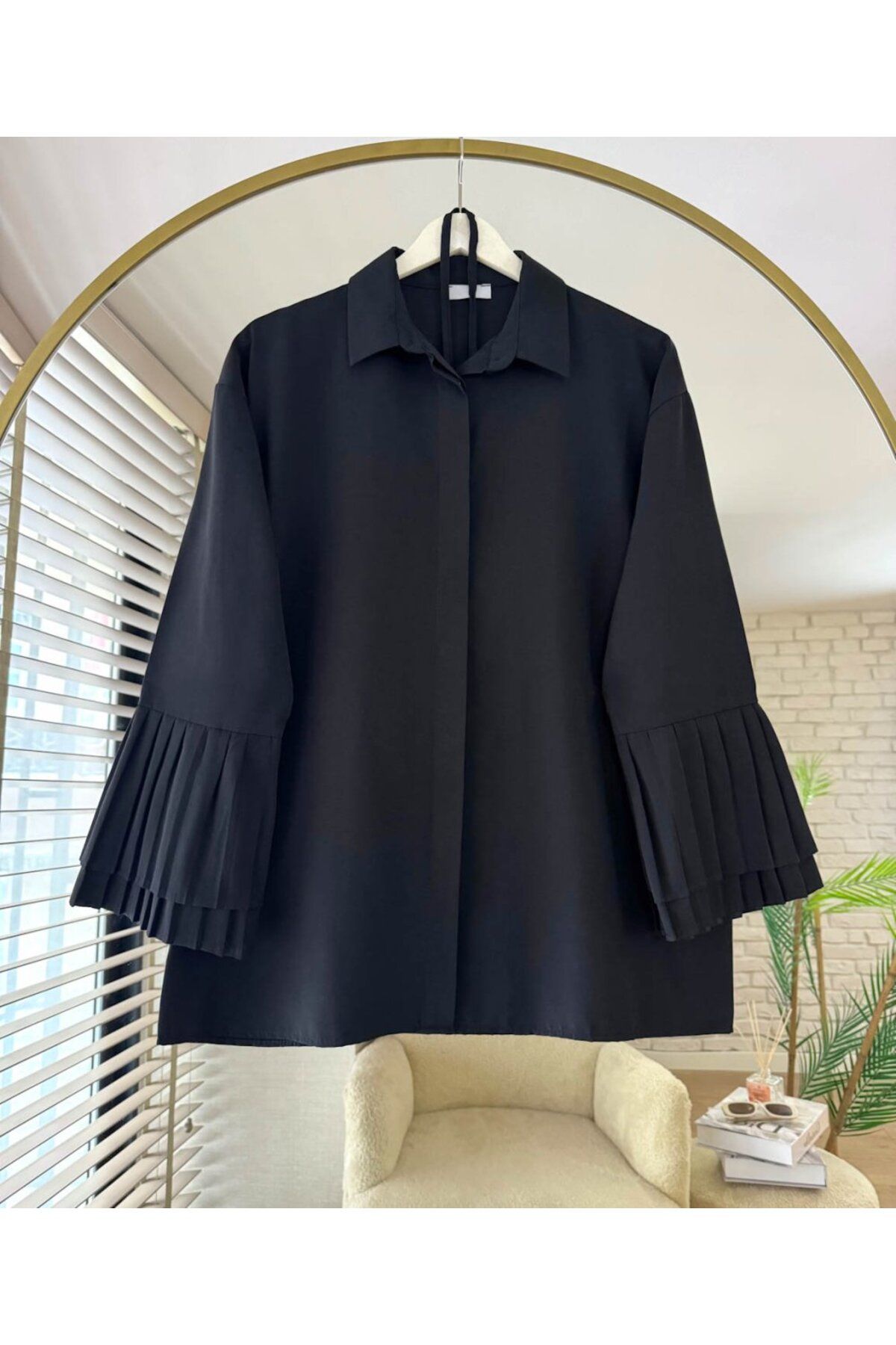 ensade " Oversize Pile Kol Kadın Gömlek Modeli"