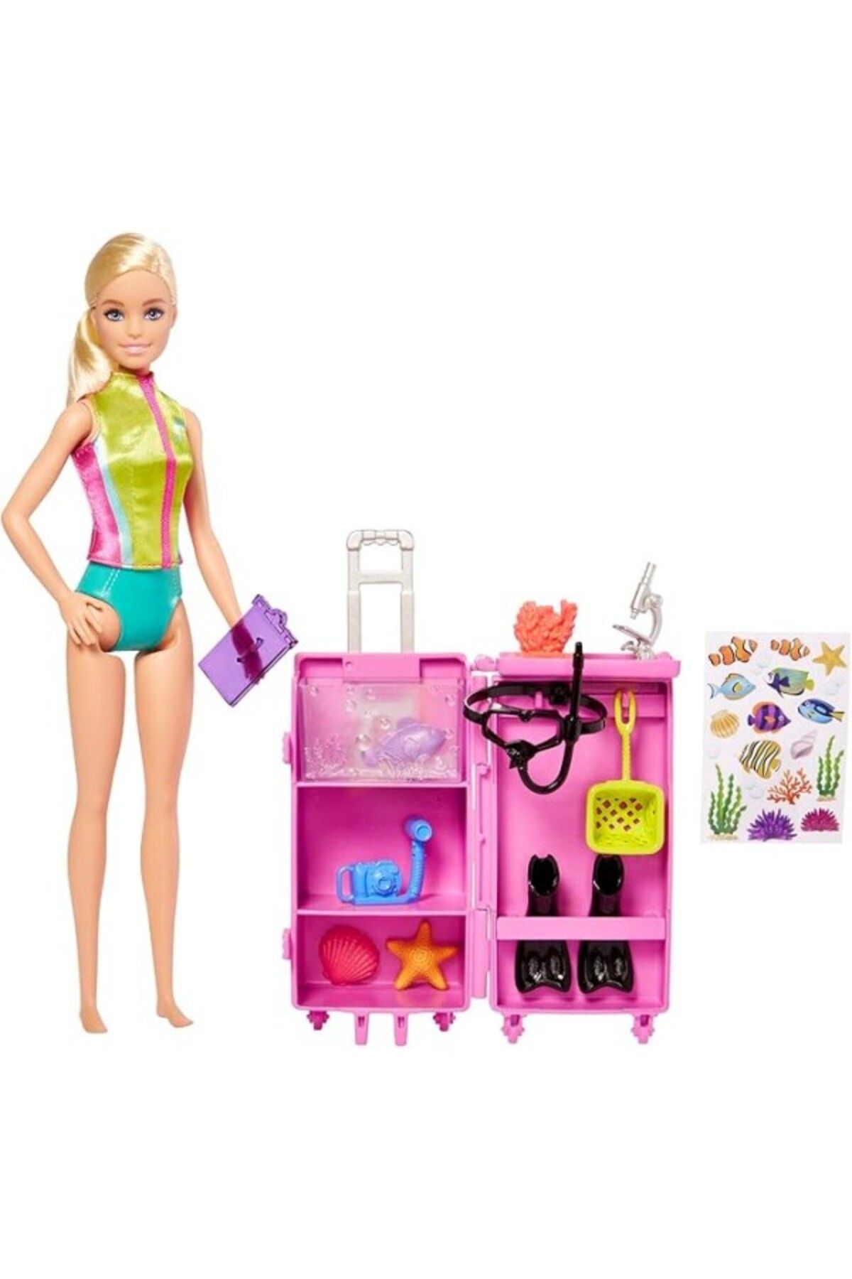 ShopZum Barbie Deniz Biyoloğu Oyun Seti Barbie Bebekler Ve Aksesuarlar, 10'dan Fazla Parçalı Deniz Biyoloğu