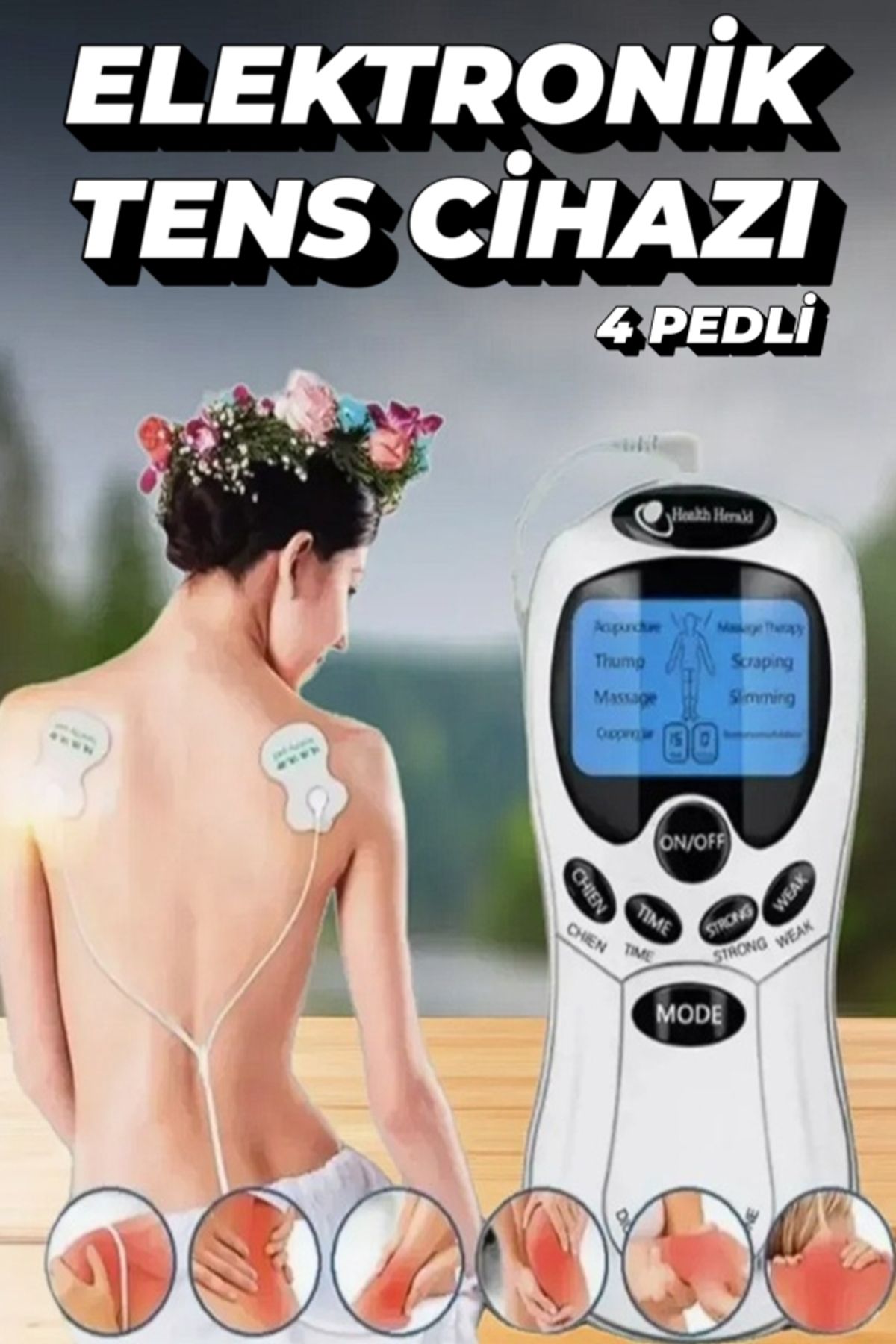 xolo 2 Kanallı Fizik Tedavi Tens Cihazı Dijital Portatif Tens, Ems, Masaj Cihazı