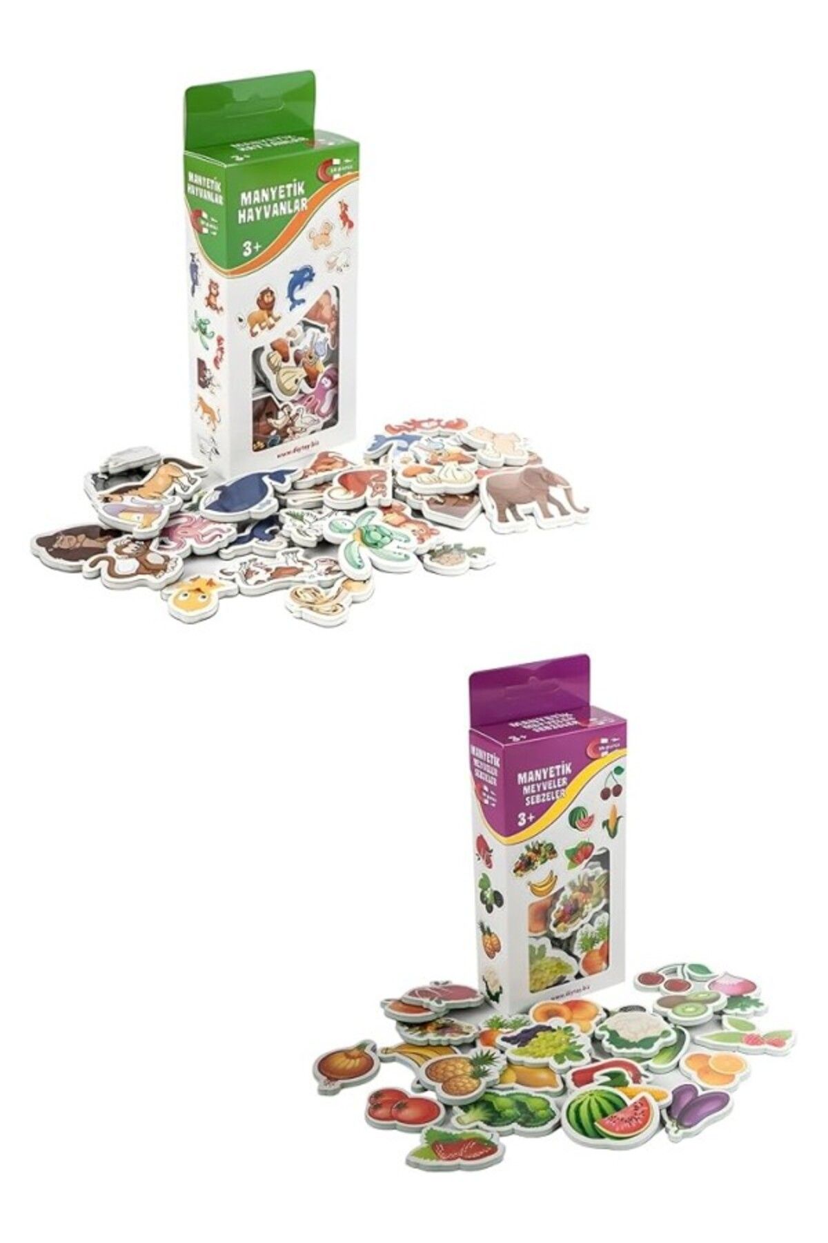 ShopZum Manyetik Mıknatıslı 30 Parça Hayvanlar Ve 26 Parça Sebze Meyveler Eğitici Set Magnet