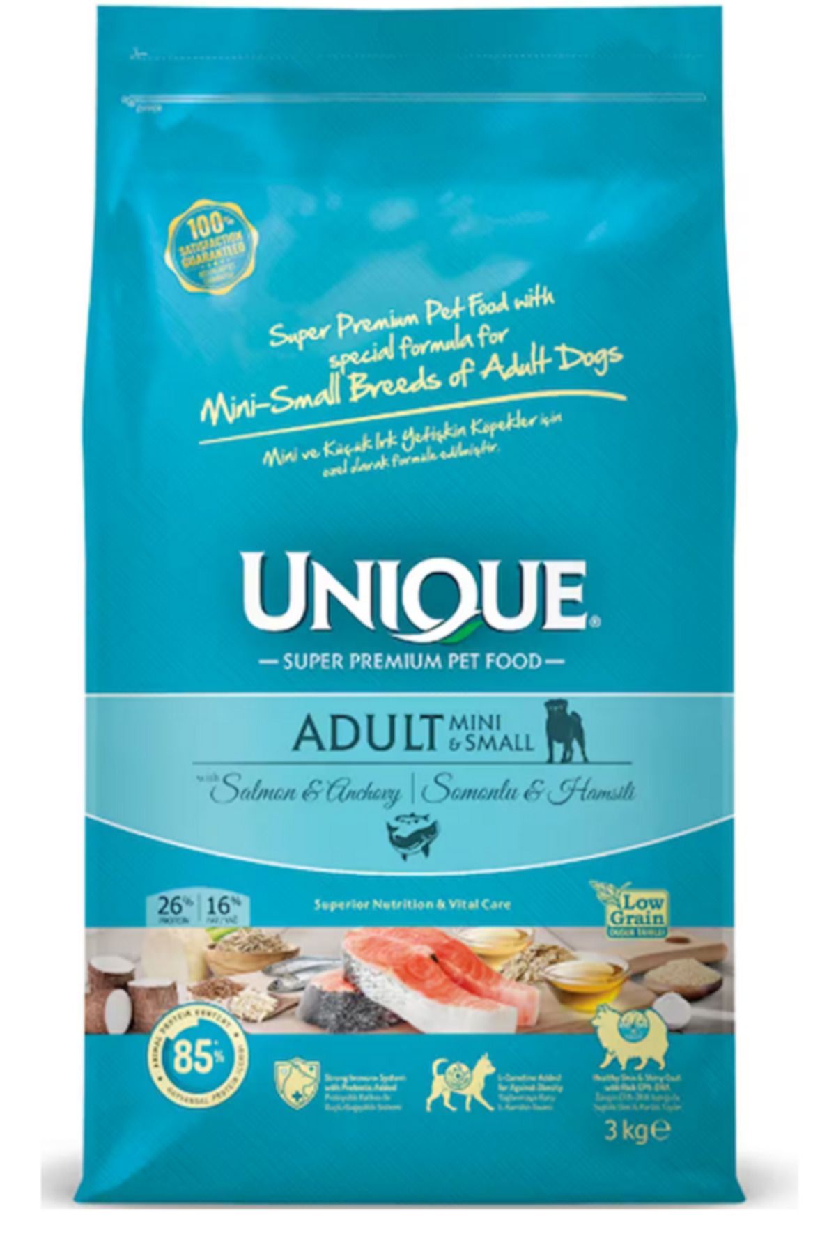 Unique Somonlu ve Hamsili 3 kg Mini ve Küçük Irk Yetişkin Köpek Maması