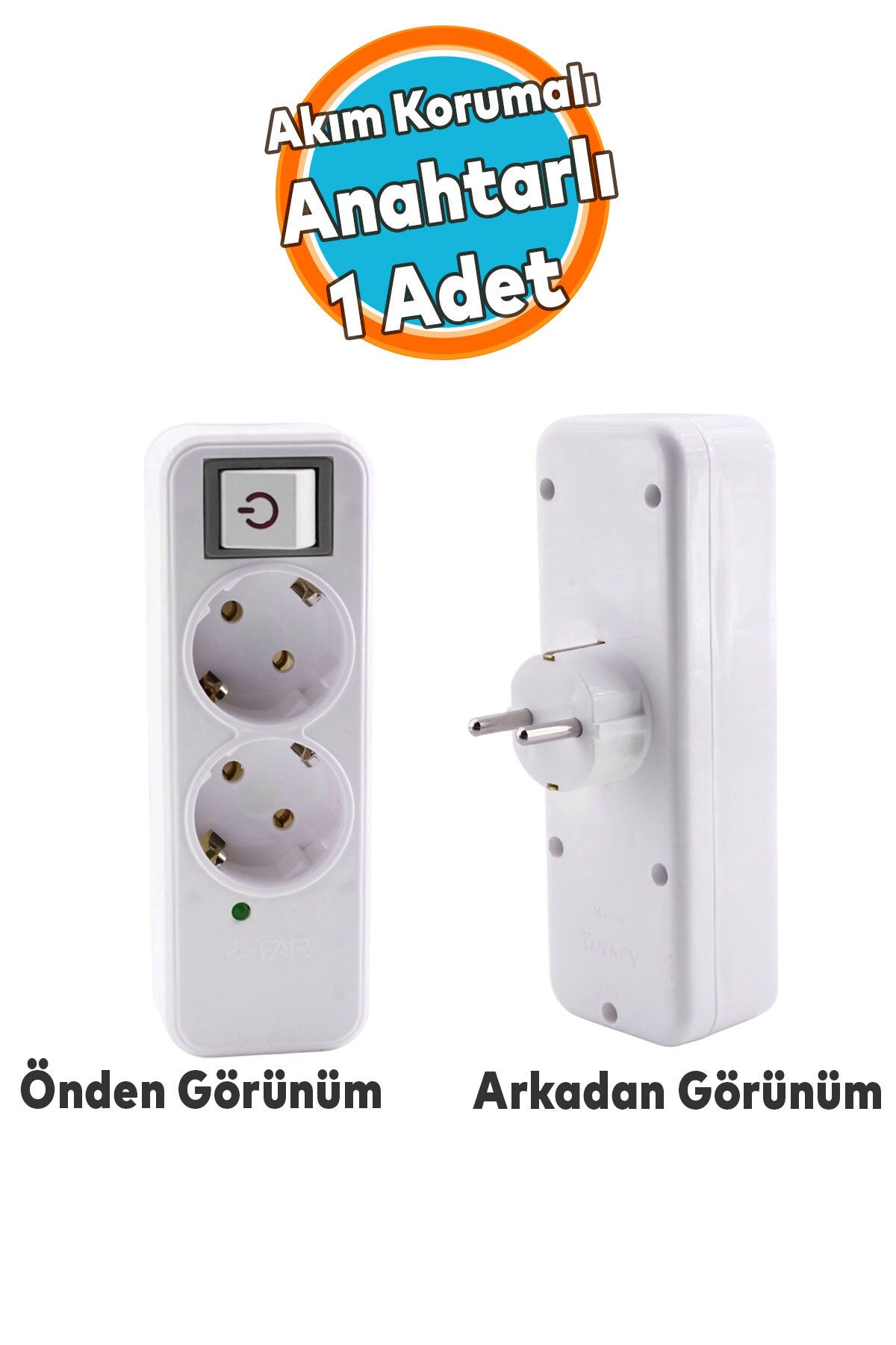 NZB Akım Korumalı Kablosuz Anahtarlı 2'li Grup Priz Golyat Düğmeli Fiş Priz Topraklı Çoklu Çoğaltıcı