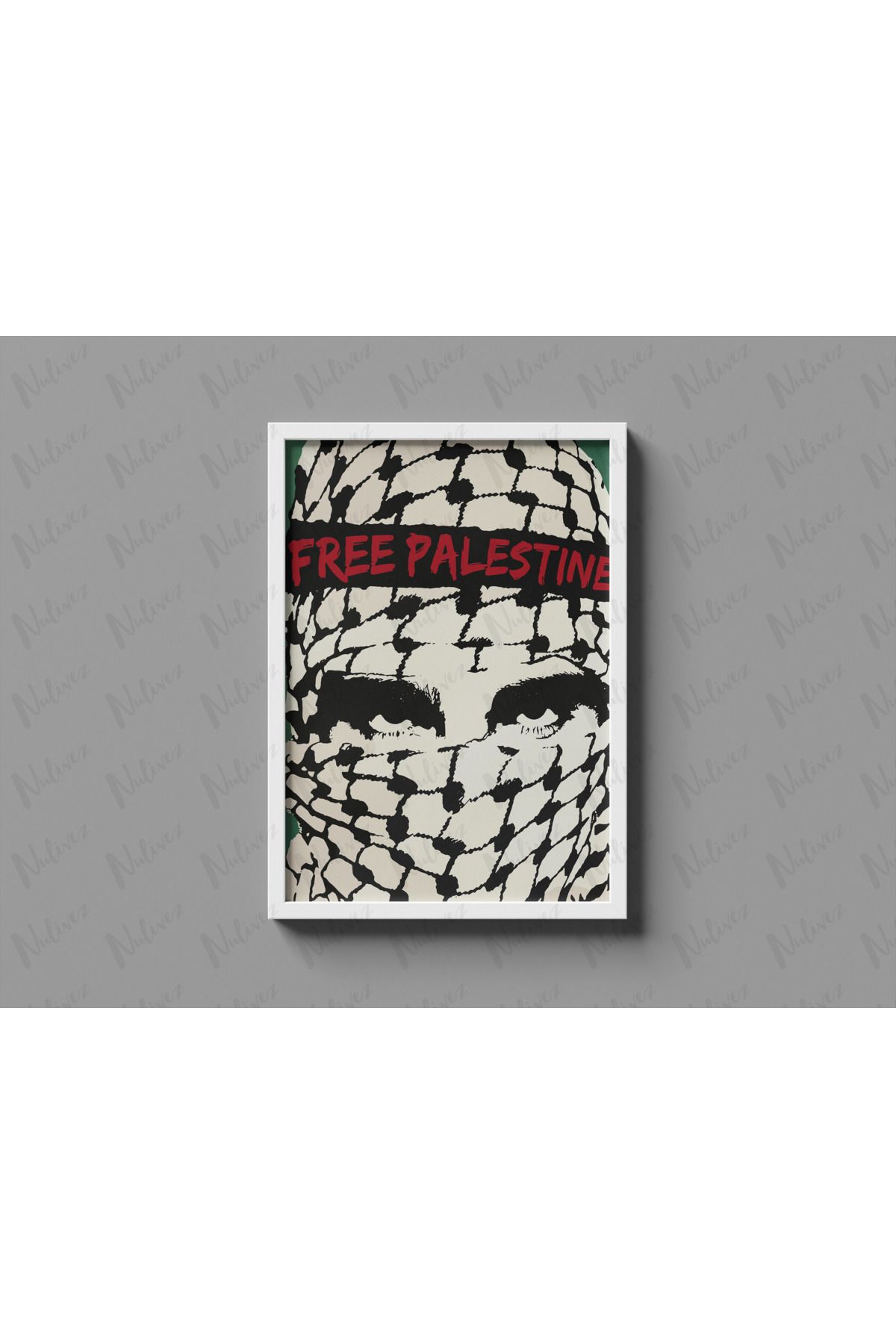 Nulivez Çerçeveli, Free Palestine Tasarımlı Dekoratif Tablo, 300 Micron Antireflecte Korumalı Tablo