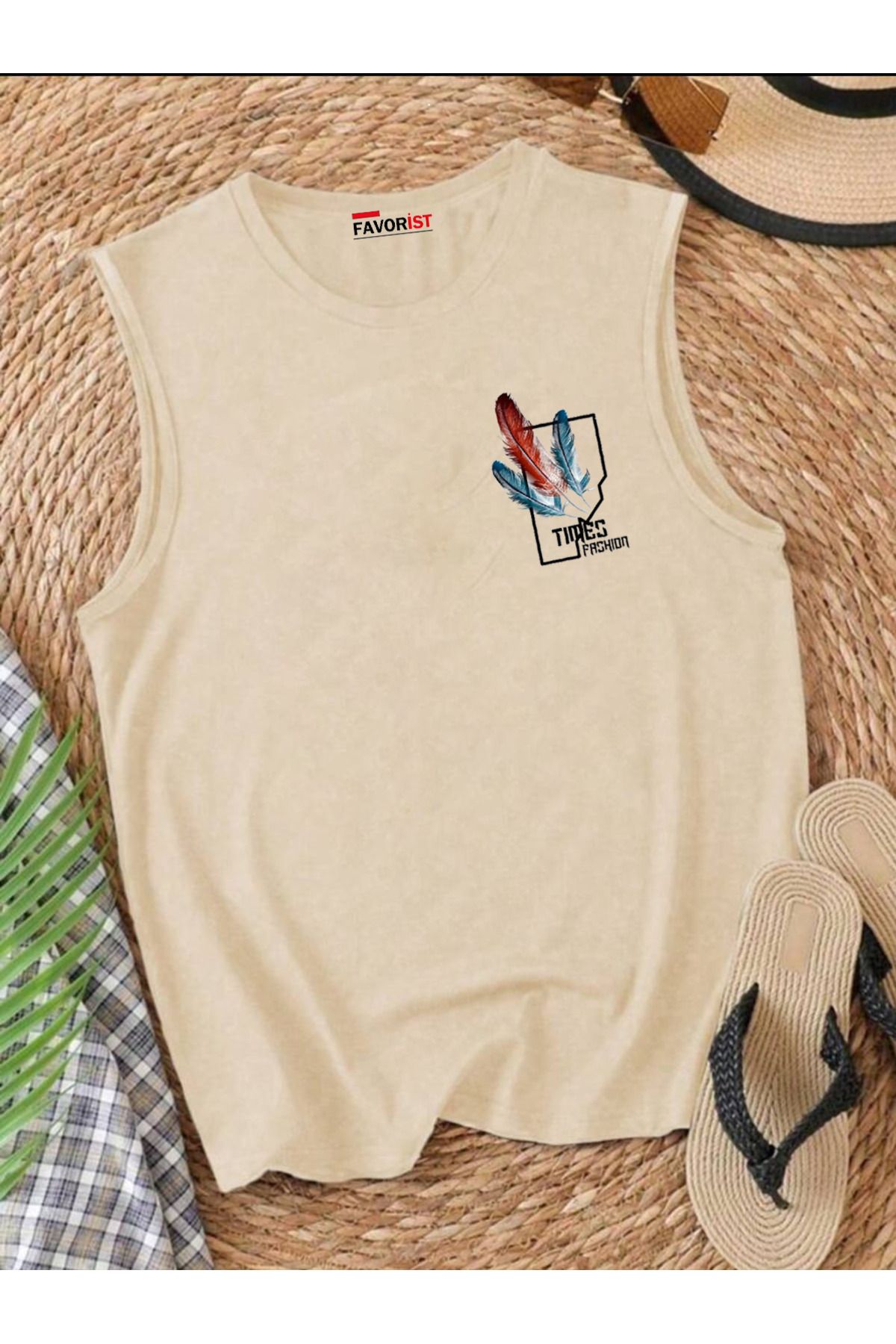 FAVORİST TIMES FASHION Omuzu Açık Kadın Pamuklu Kolsuz Yazlık T-shirt Atlet