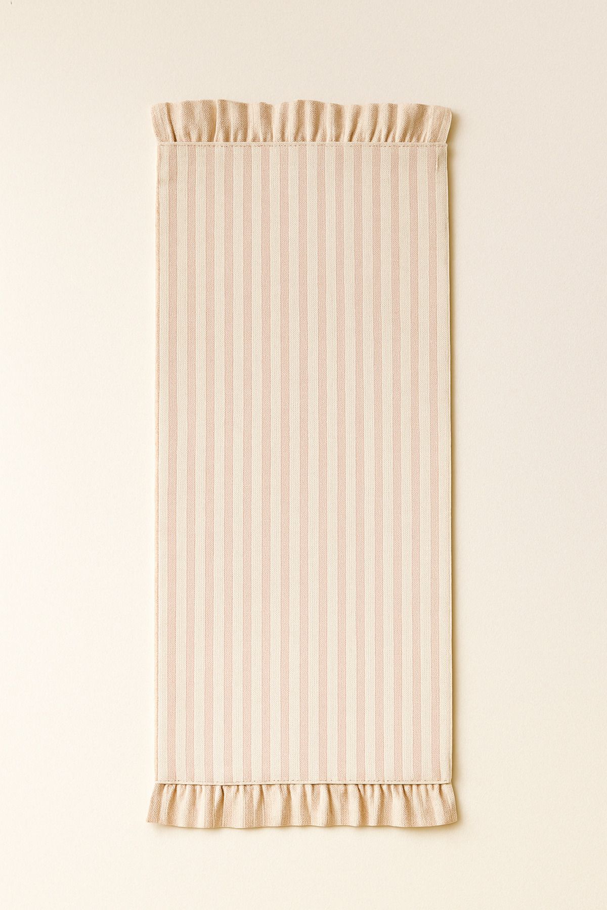 Mirilliahome Fırfırlı Pudra Çizgili Keten Runner 40x150 cm