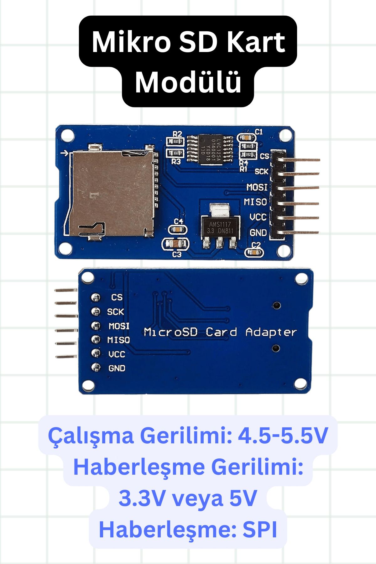 elektrik Mikro SD Kart Modülü – SPI Arayüzlü