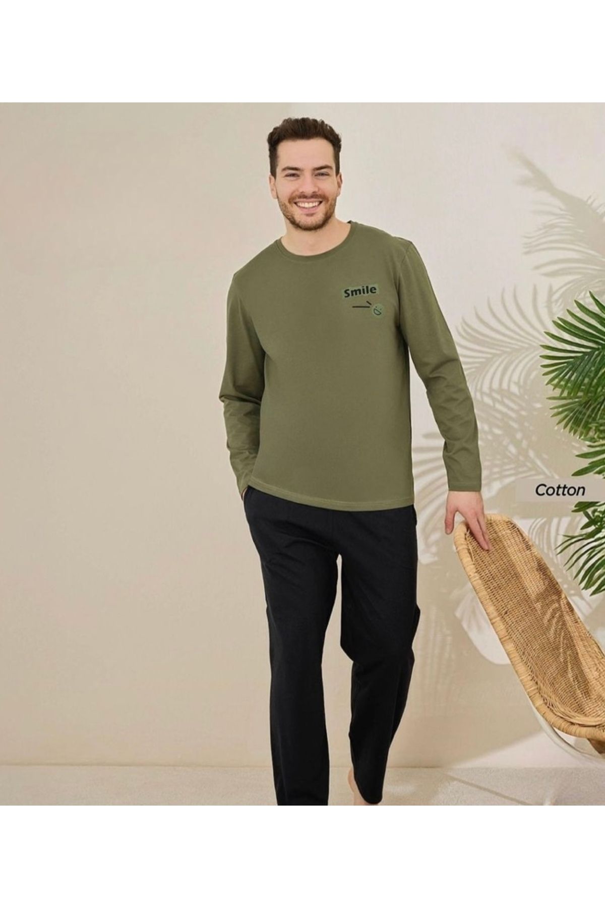 İpek Erkek Uzun Kol %100 Pamuk Pijama Takımı