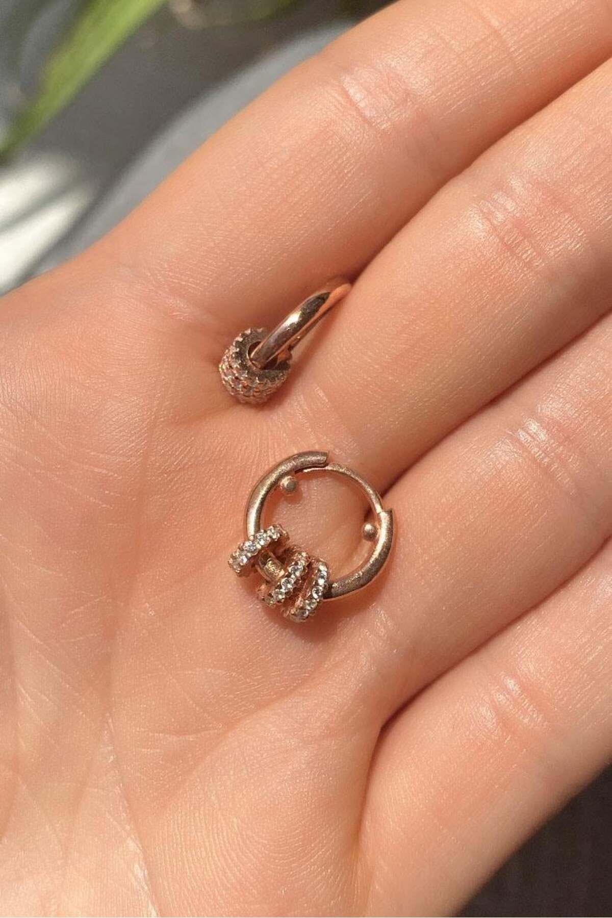 Spossy Silver Jewelry Küçük Boy 3 Halkalı Küpe