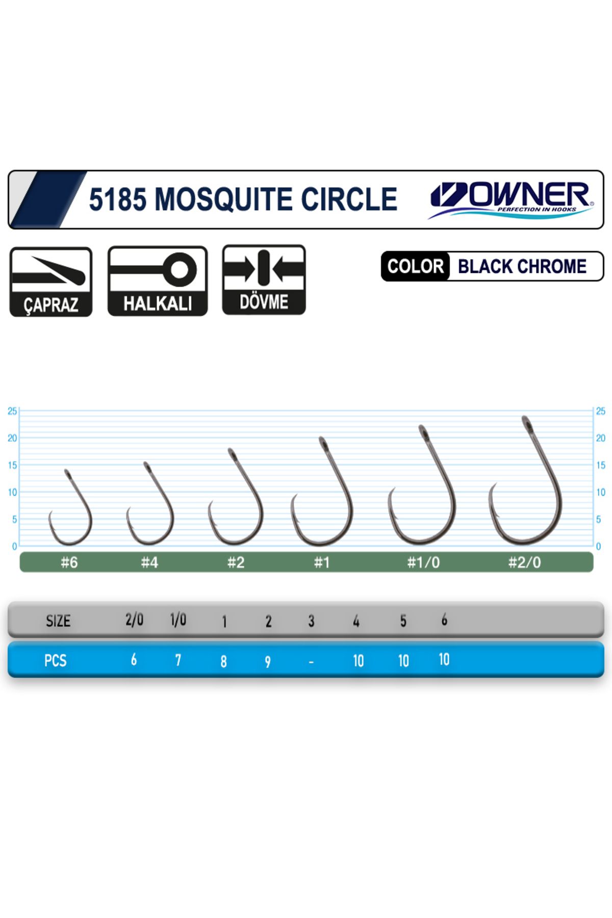 Owner 5185 Mosquito Circle Black Chrome Sinek İğne 4 numara