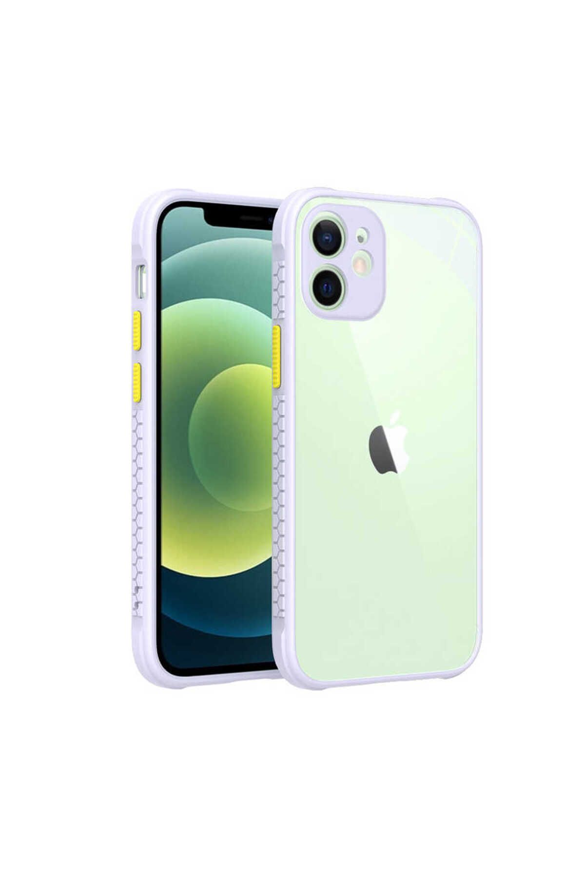 halkhouse İphone 12 Kılıf Esnek Renkli Çerçeveli Sert Silikon Kaff Kapak
