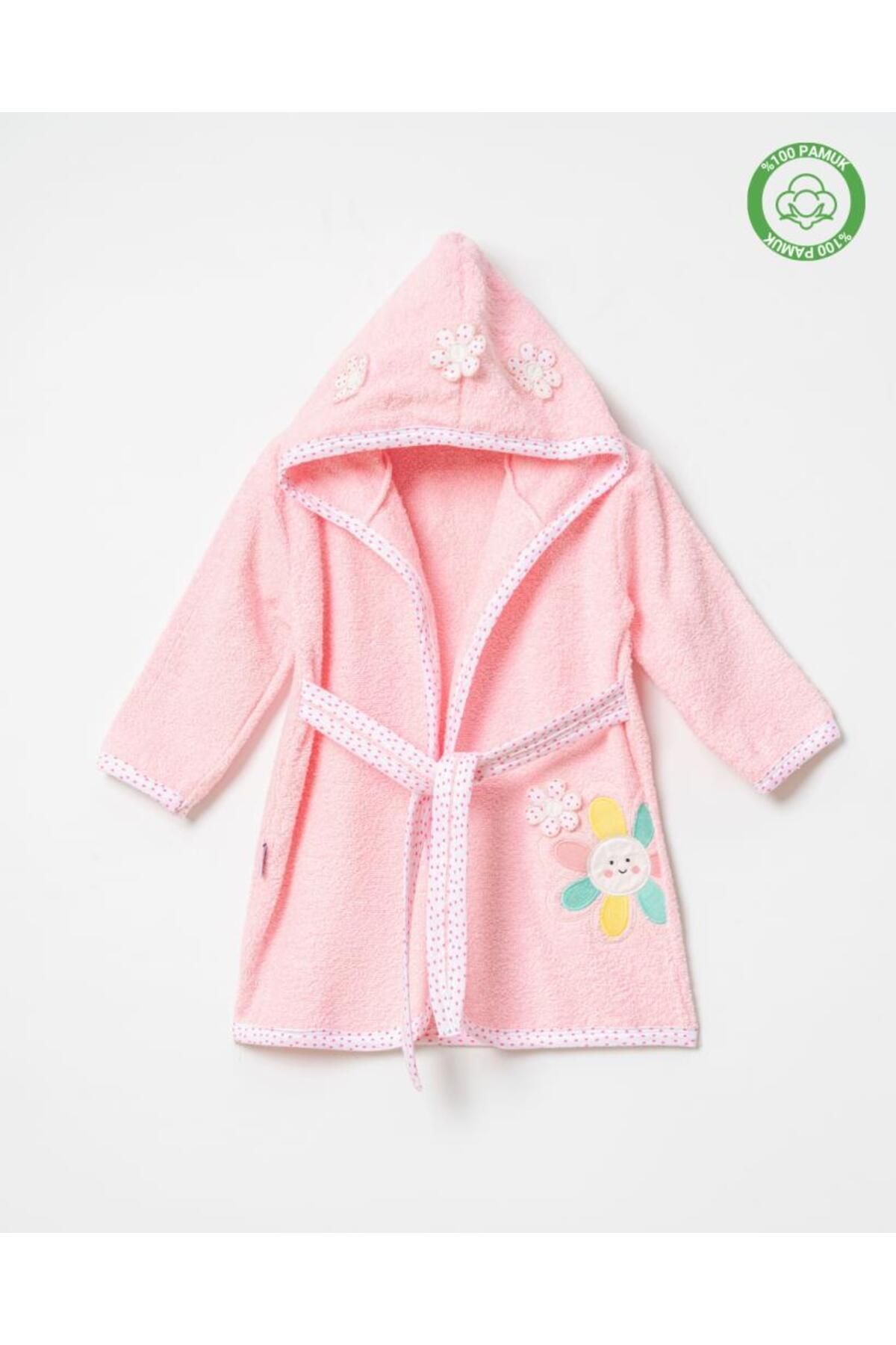 ankibaby Çiçekli Bornoz Pembe