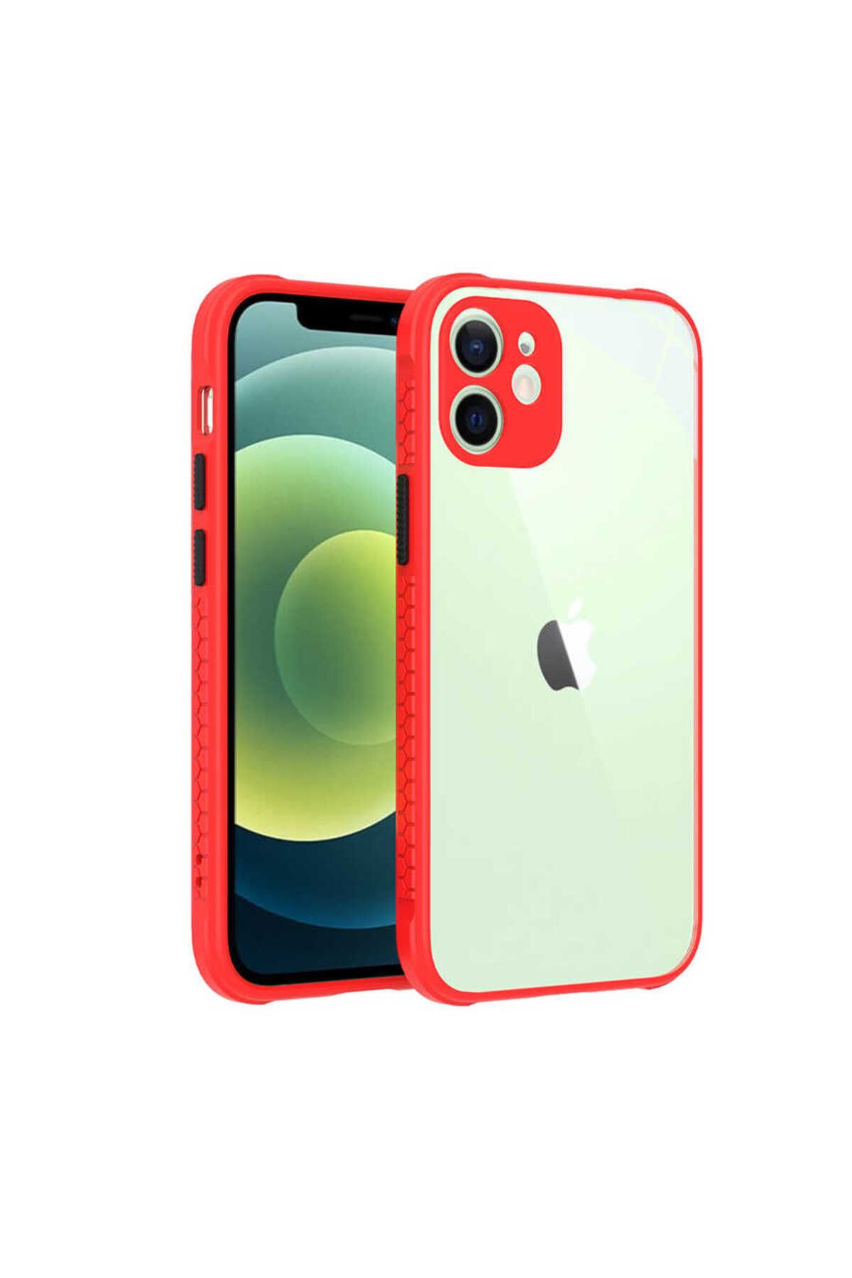 halkhouse İphone 12 Kılıf Esnek Renkli Çerçeveli Sert Silikon Kaff Kapak