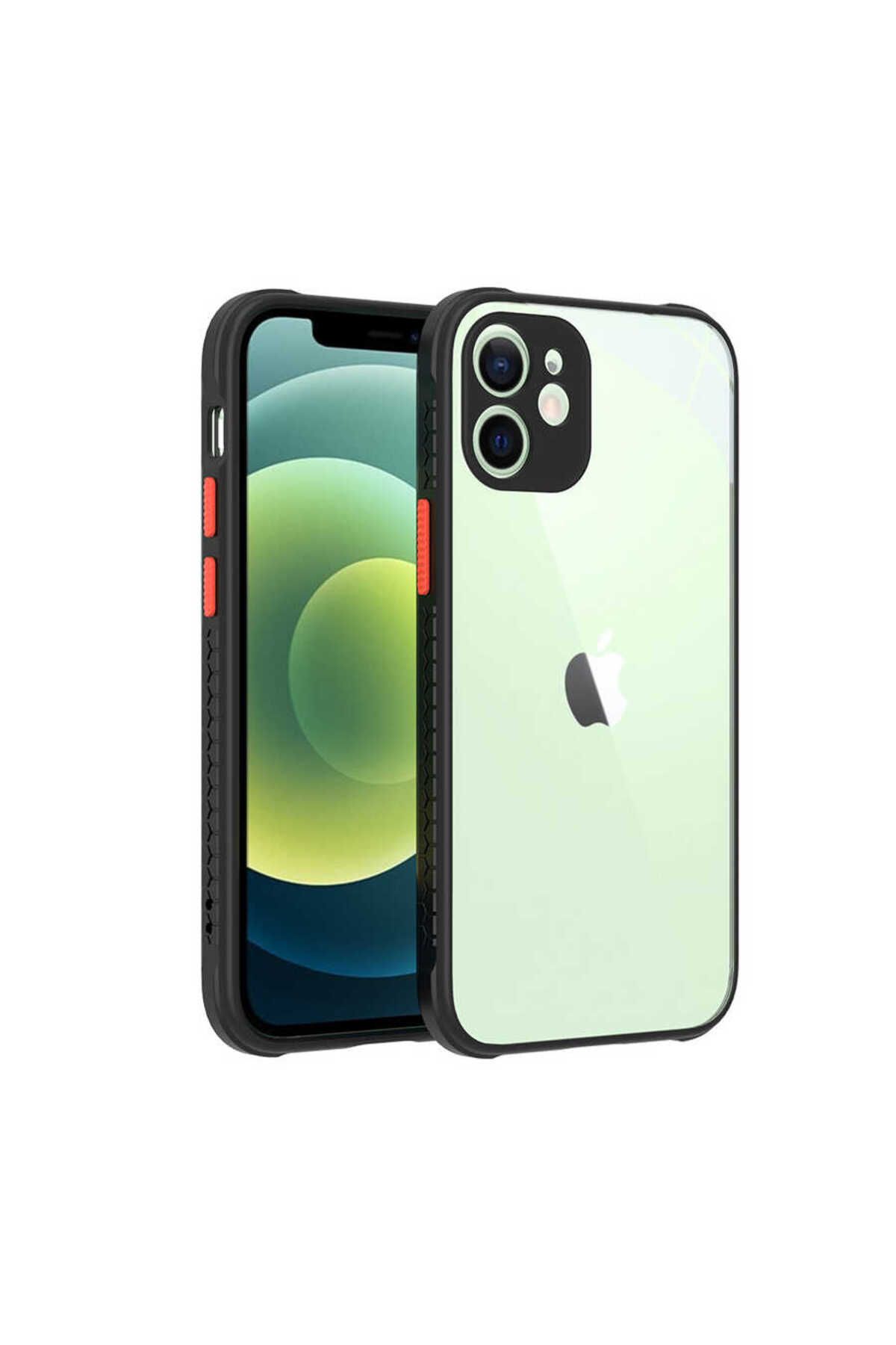 halkhouse İphone 12 Kılıf Esnek Renkli Çerçeveli Sert Silikon Kaff Kapak
