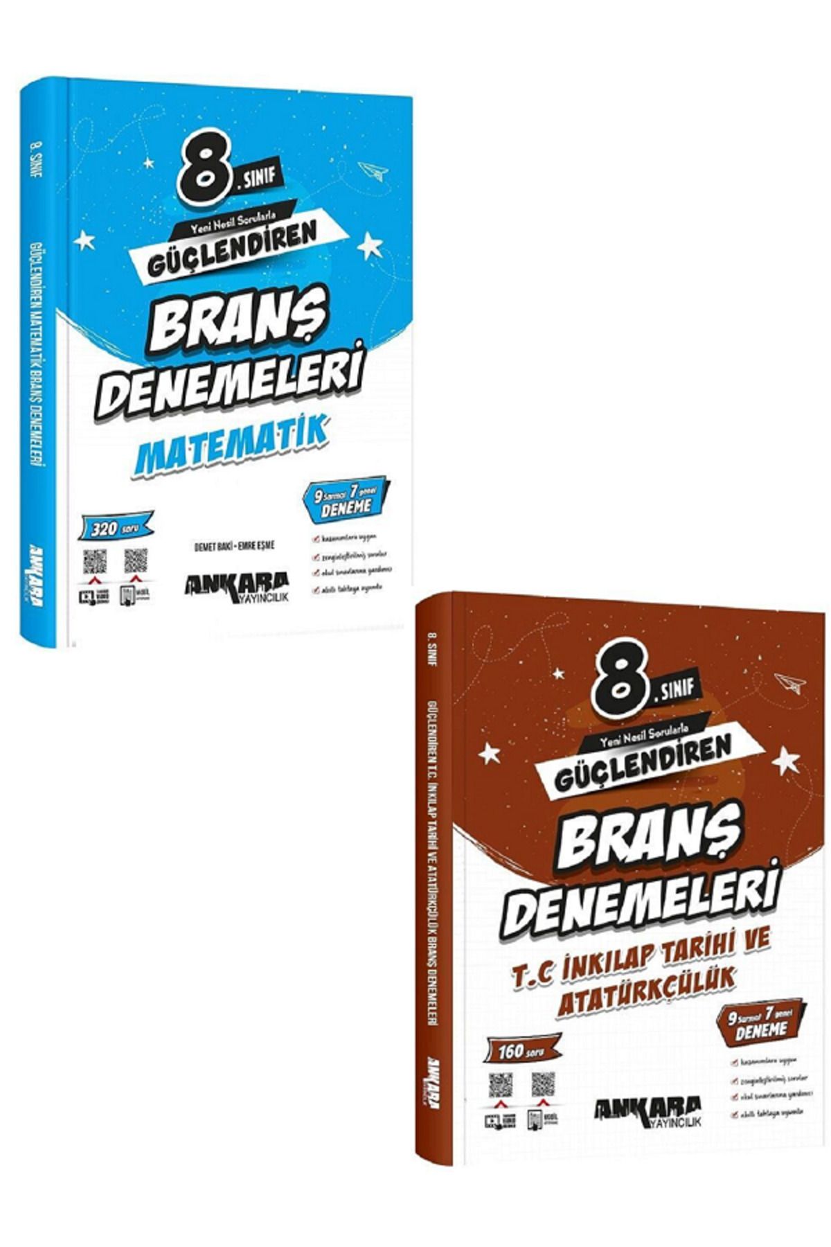 Evrensel İletişim Yayınları 8.Sınıf Ankara Güçlendiren Matematik + İnkılap Tarihi Branş Denemeleri / 480 Soru - 2 KİTAP SET