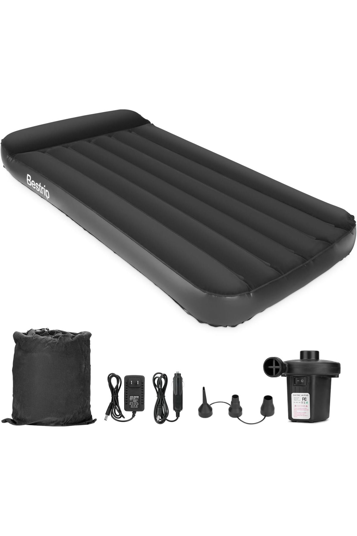 BESTRIP Elektrikli Pompalı Şişme Yatak Tek Kişilik 190x99x25 cm, Kamp ve Misafir İçin Uygun