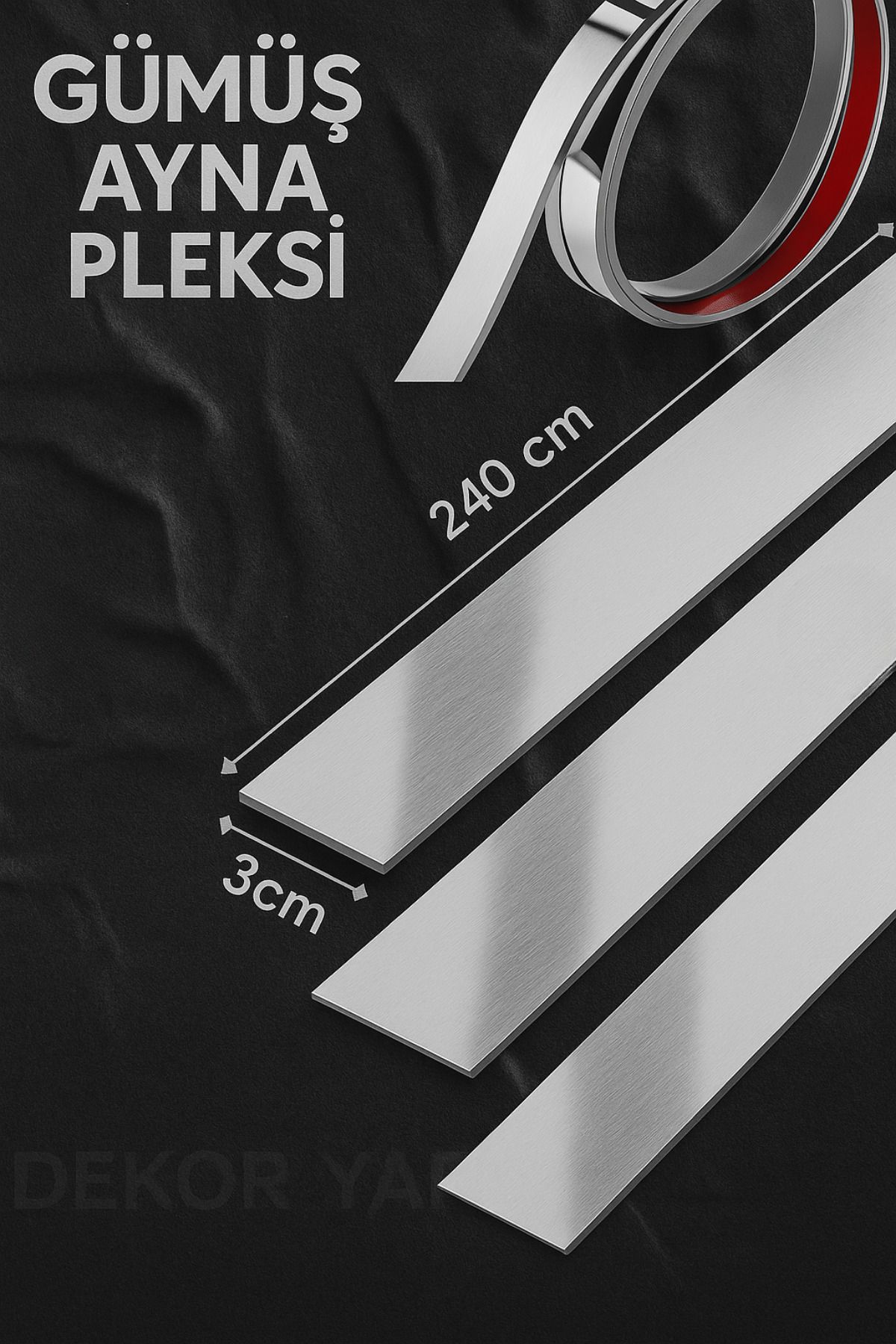 ELF DEKOR 3cm Dekoratif Kendinden Yapışkanlı GÜMÜŞ & Ayna Pleksi 5 adet