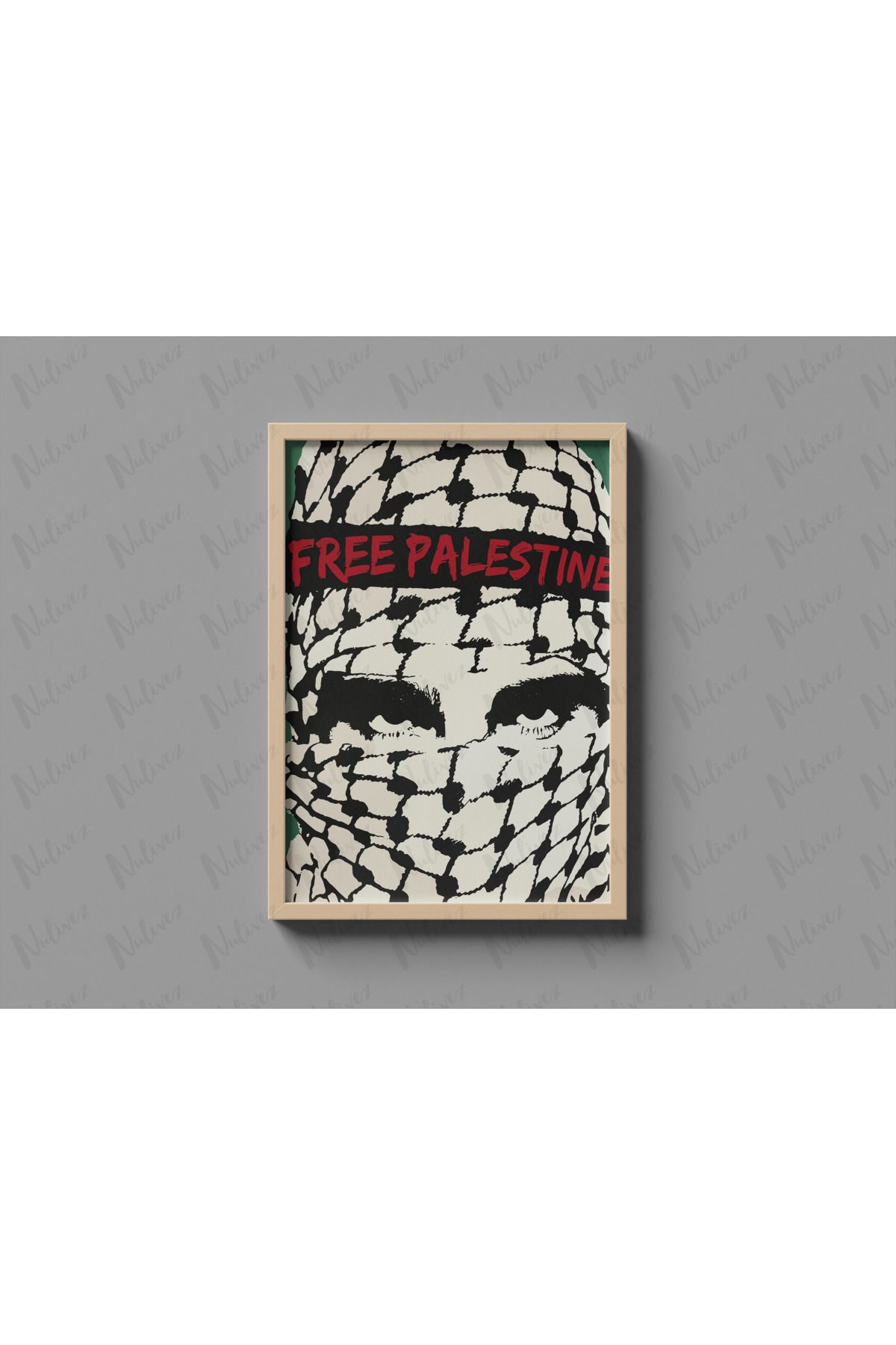 Nulivez Çerçeveli, Free Palestine Tasarımlı Dekoratif Tablo, 300 Micron Antireflecte Korumalı Tablo
