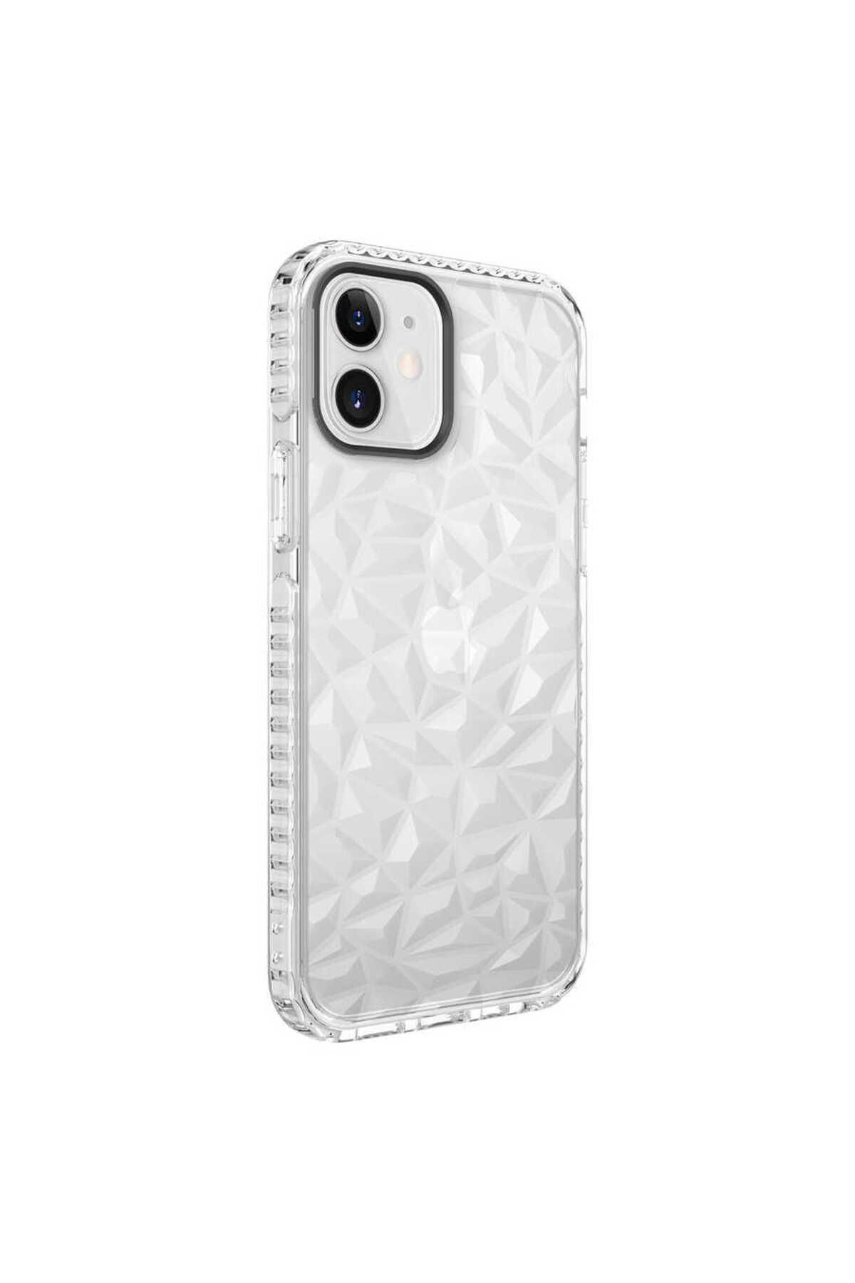 halkhouse Apple iPhone 12 Kılıf Esnek Renkli Kristal Görünüm Buzz Silikon Kapak
