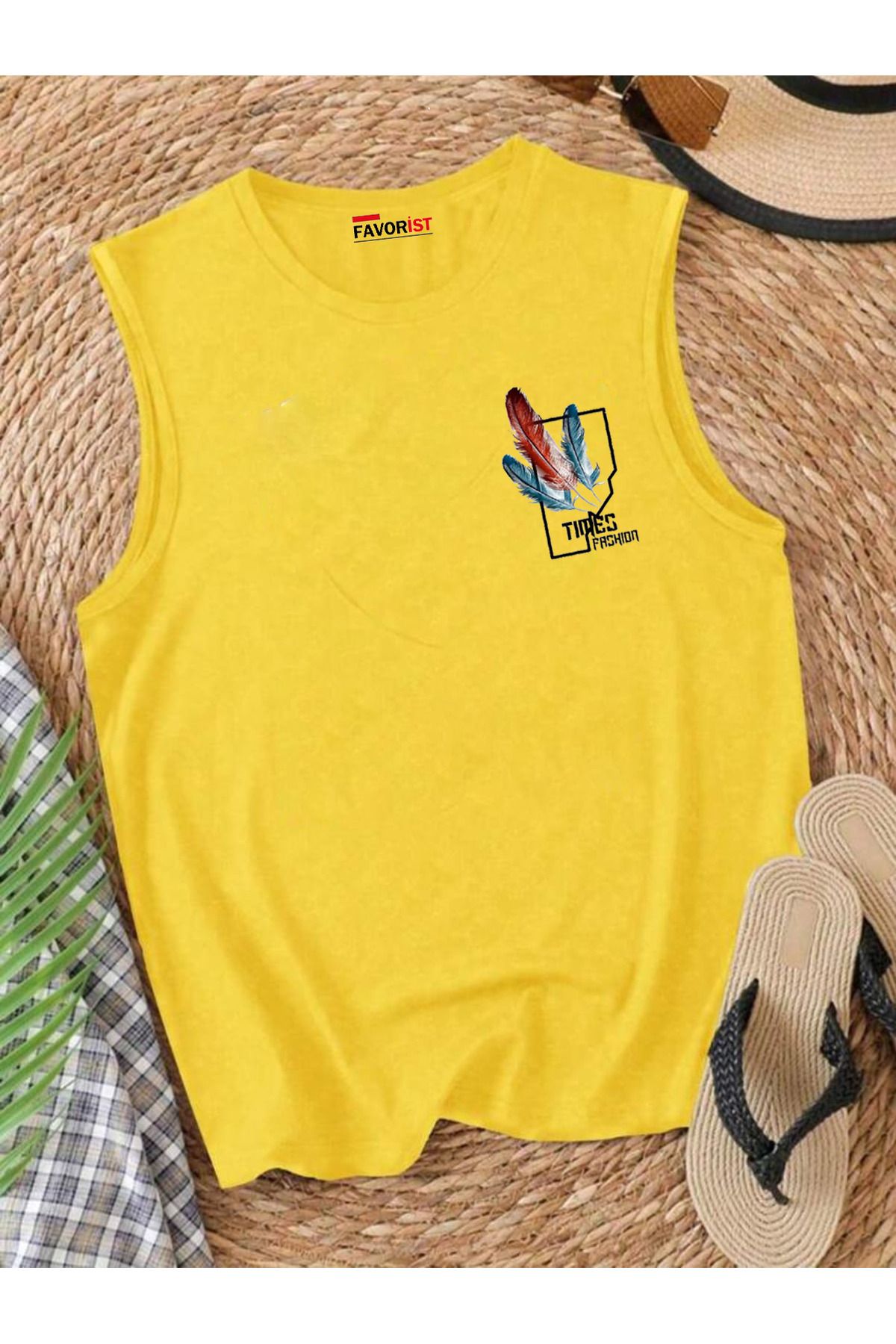 FAVORİST TIMES FASHION Omuzu Açık Kadın Pamuklu Kolsuz Yazlık T-shirt Atlet