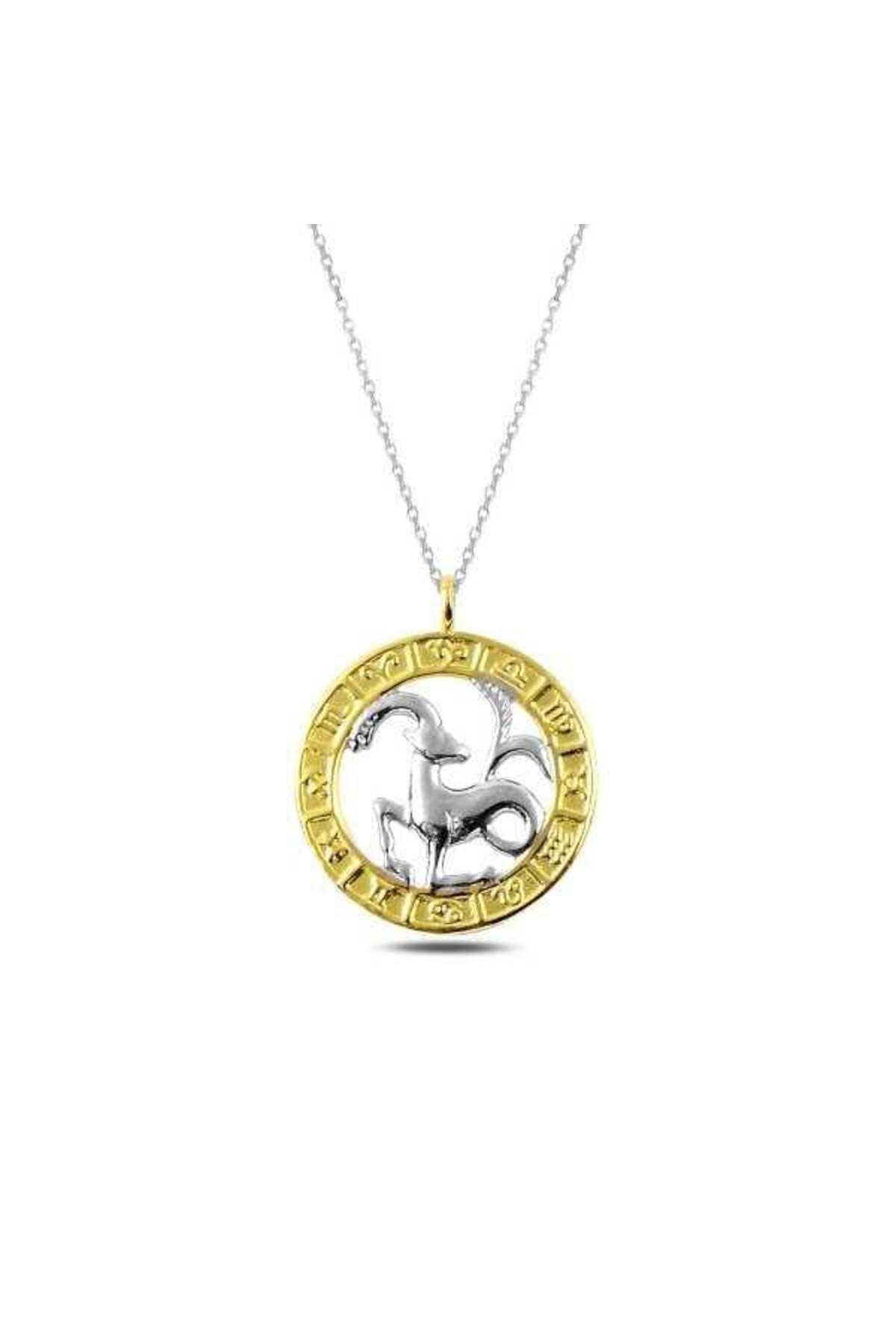 alsepeteavm Gümüş Gold Oğlak Burcu Kolye