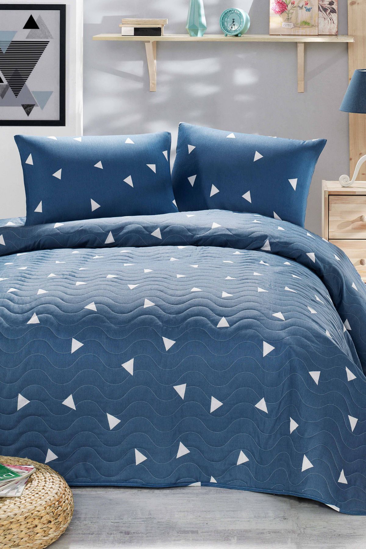 Eponj Home-Multi-Purpose Cover Single Triangle Blue 3