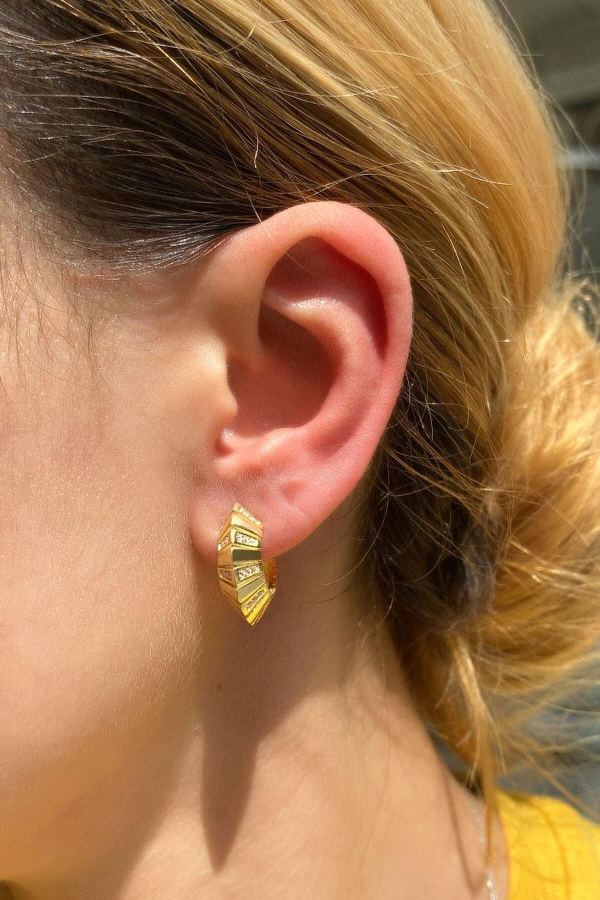Spossy Silver Jewelry Yarım Halka Küpe