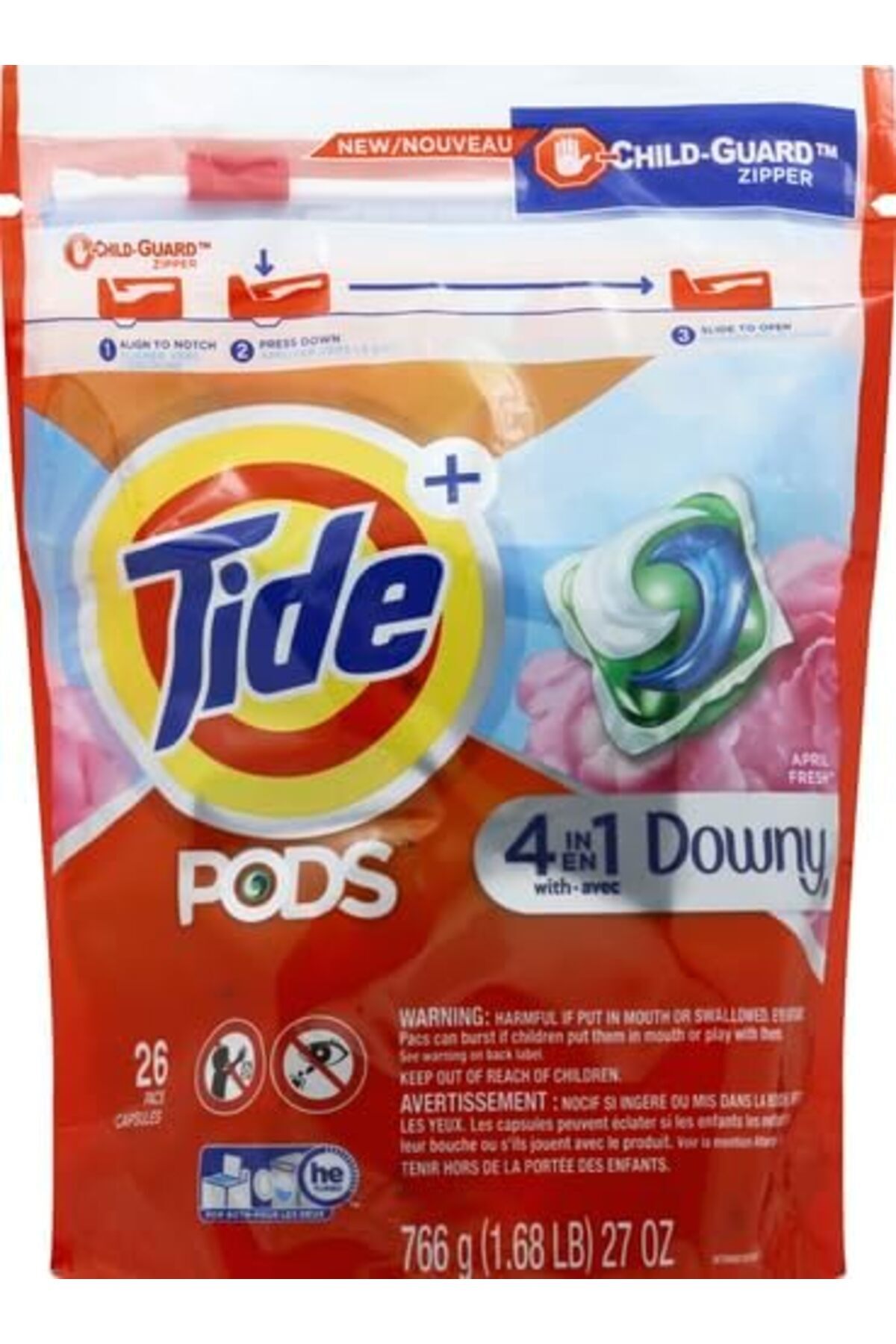 Tide-Plus 4 In 1 Downy Pods - Laundry Detergent April Fresh, 26 Units 1